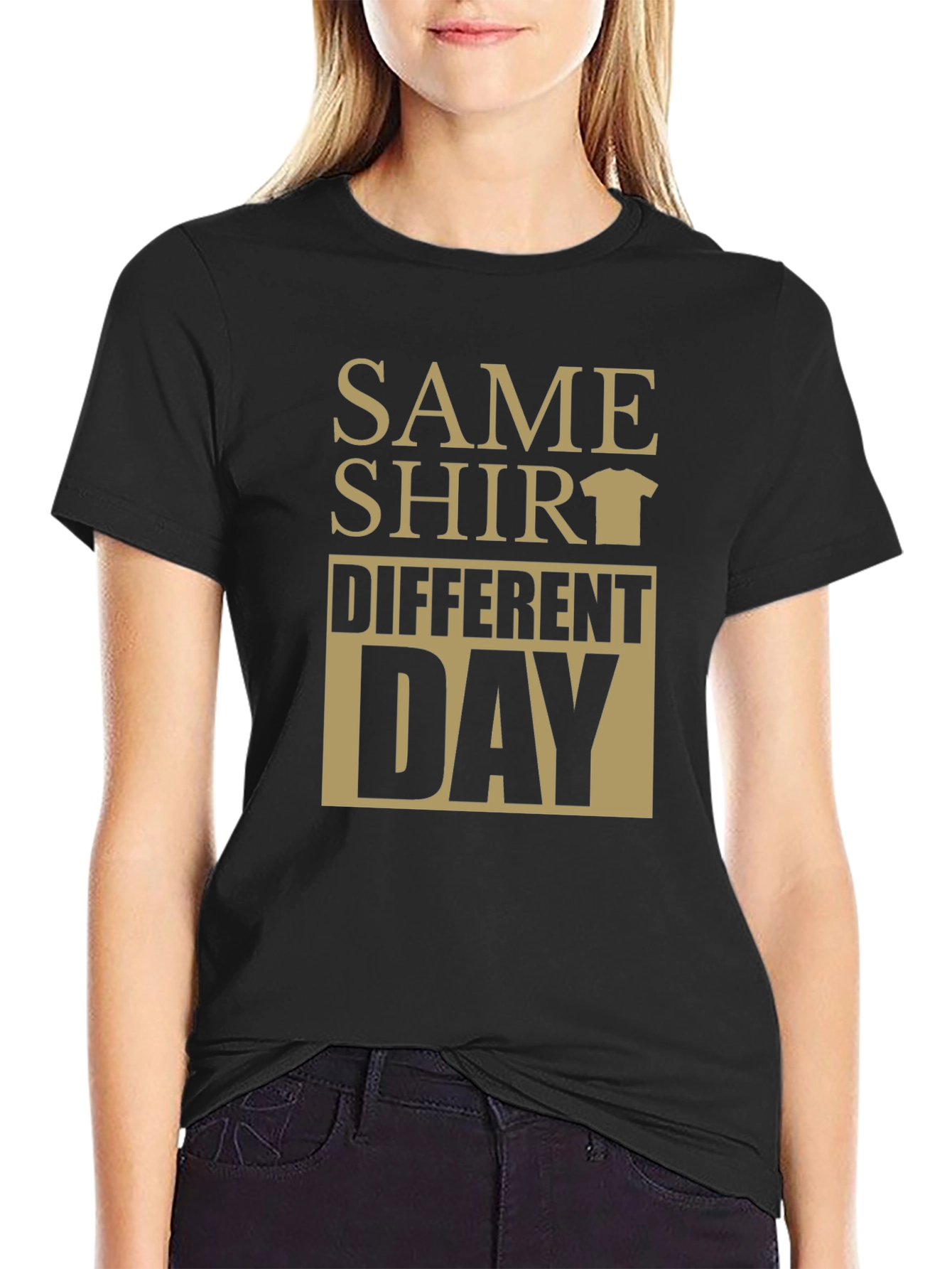 Same Shirt Different Day Graphic Tee - Black