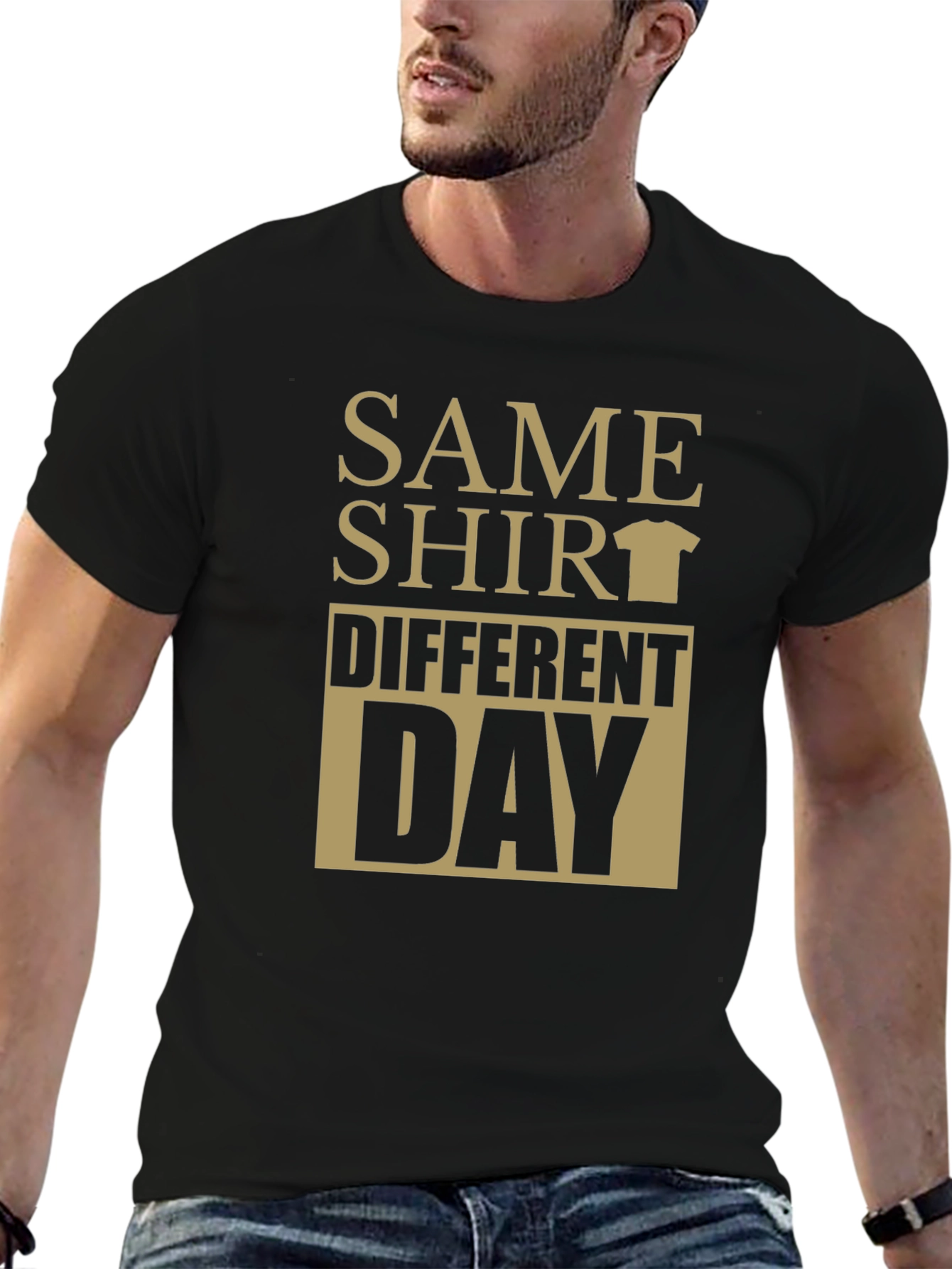 Same Shirt Different Day Graphic Tee - Black