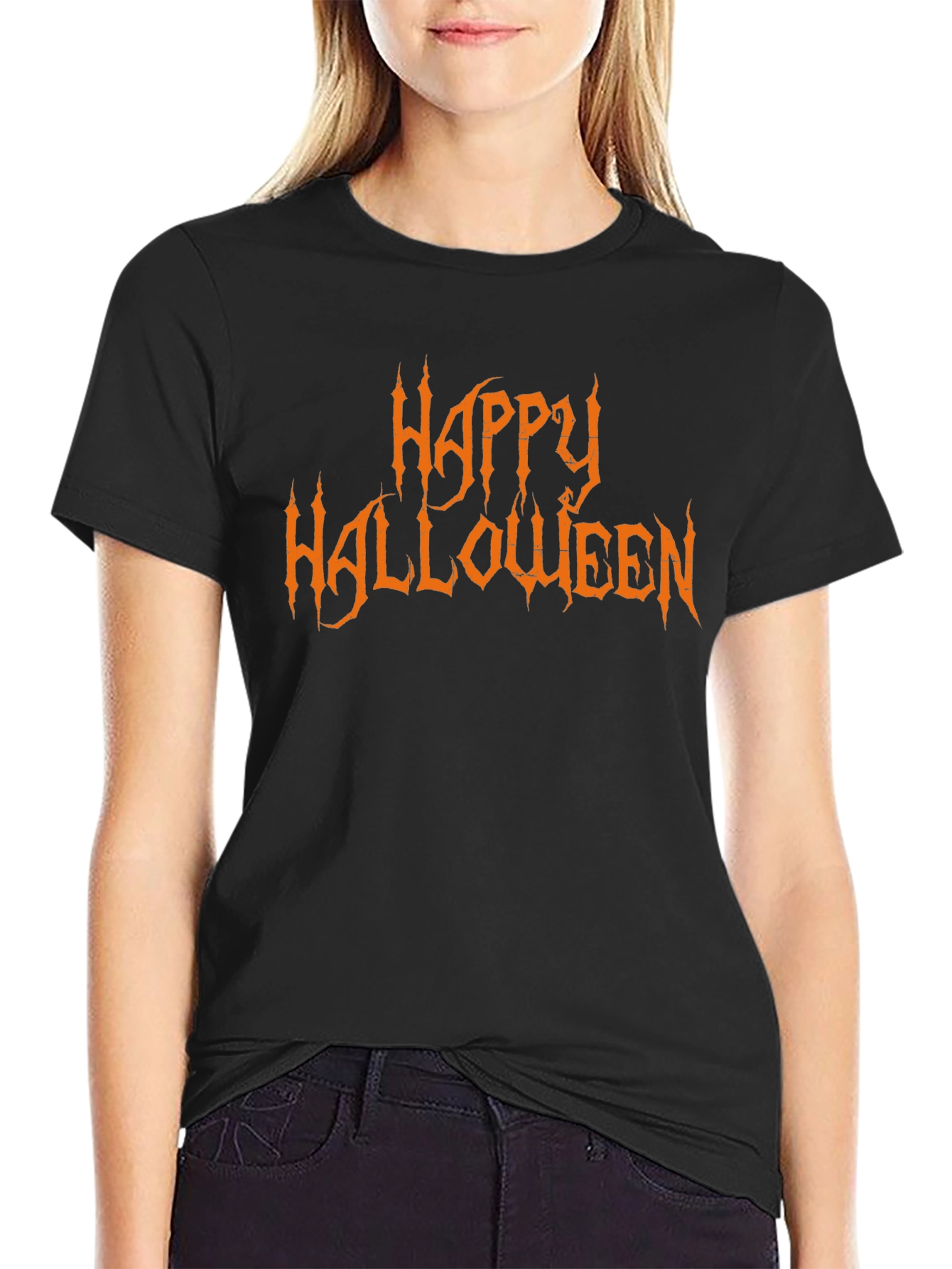 Happy Halloween Graphic Black T-Shirt