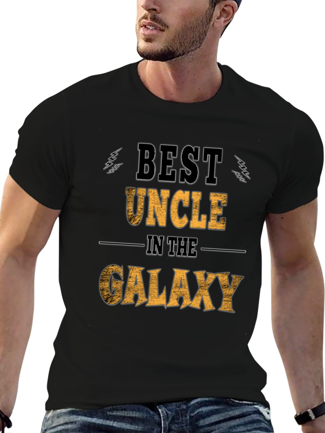 Best Uncle in the Galaxy Black Graphic Tee