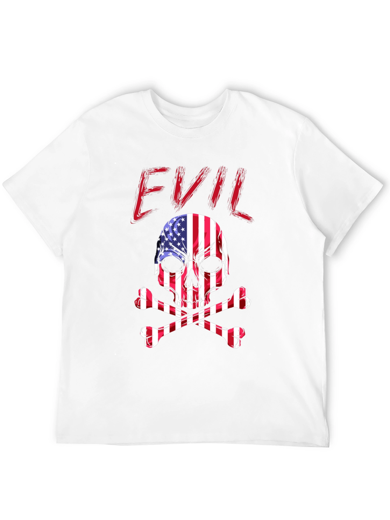 Evil USA Flag Skull Graphic T-Shirt