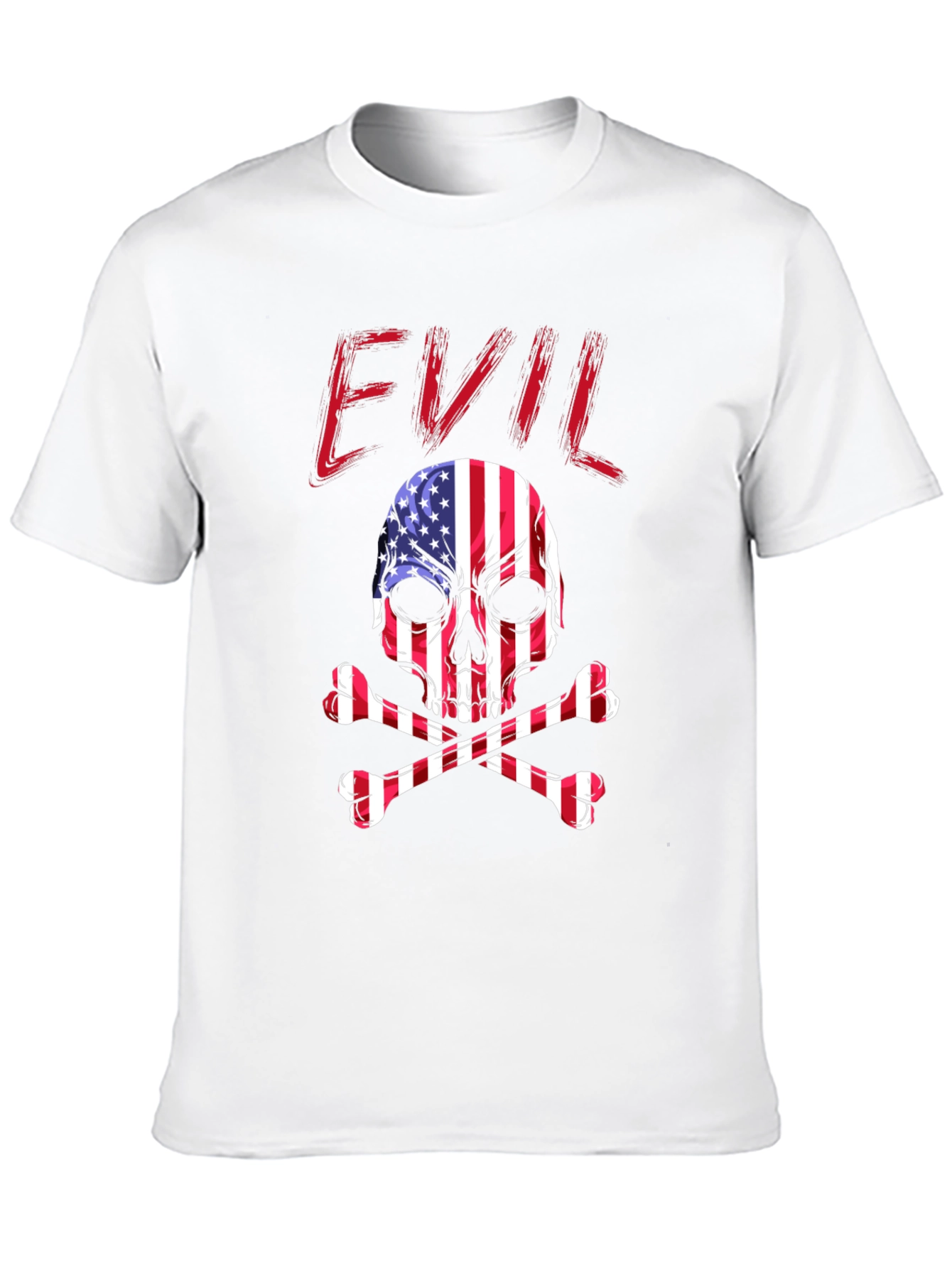Evil USA Flag Skull Graphic T-Shirt