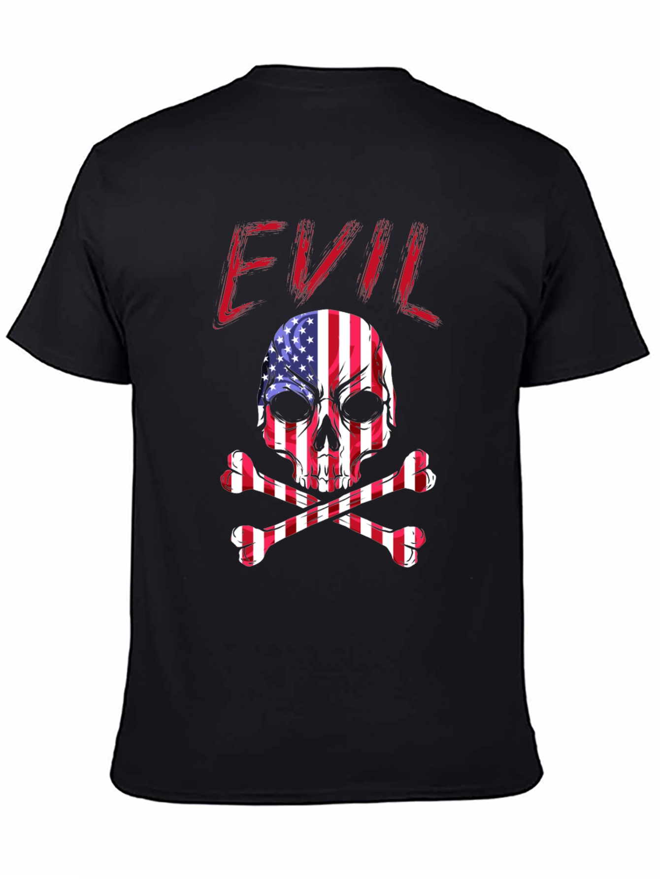 Evil USA Flag Skull Graphic T-Shirt