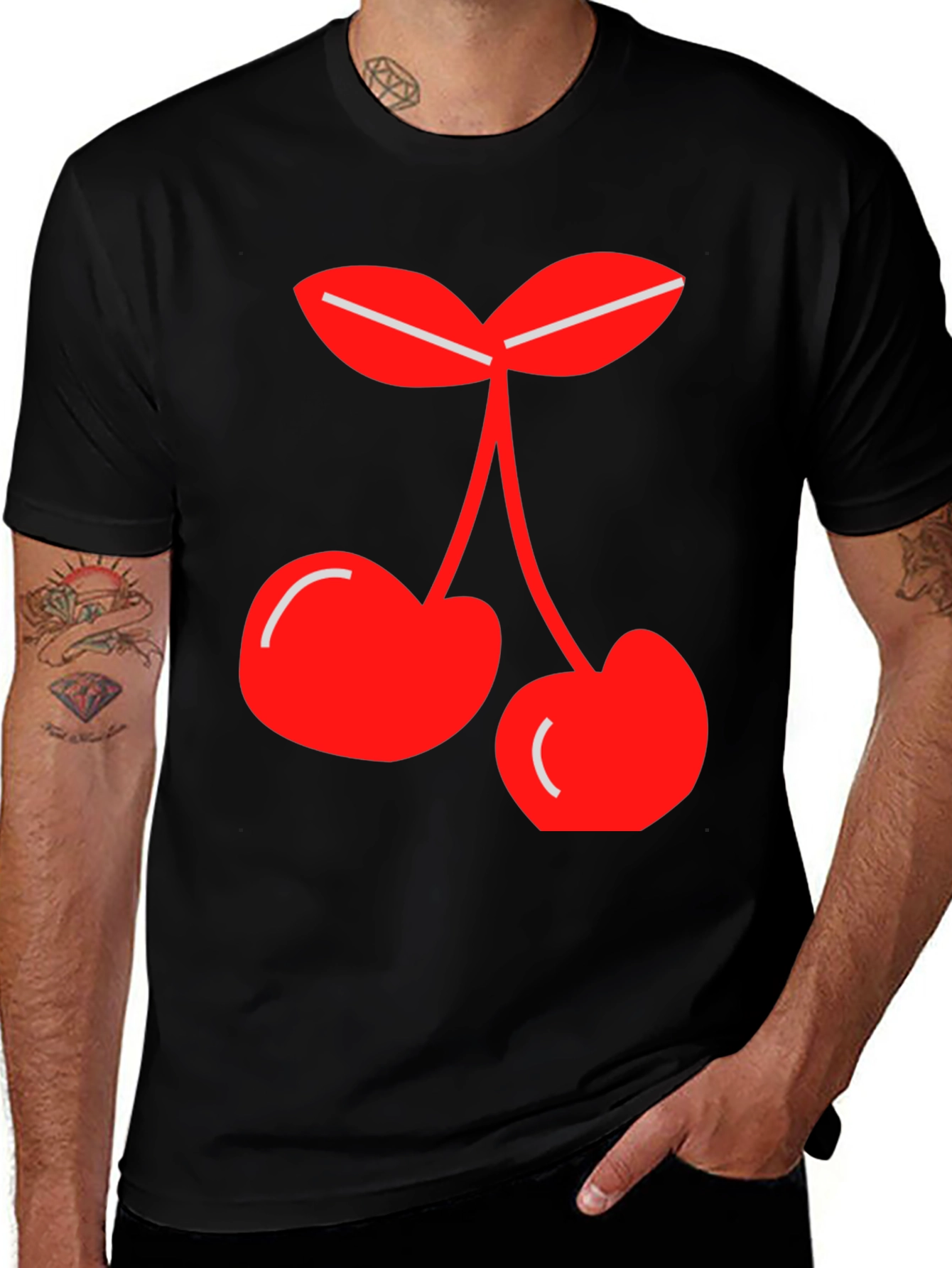 Cherry Graphic Tee - Black Casual Shirt