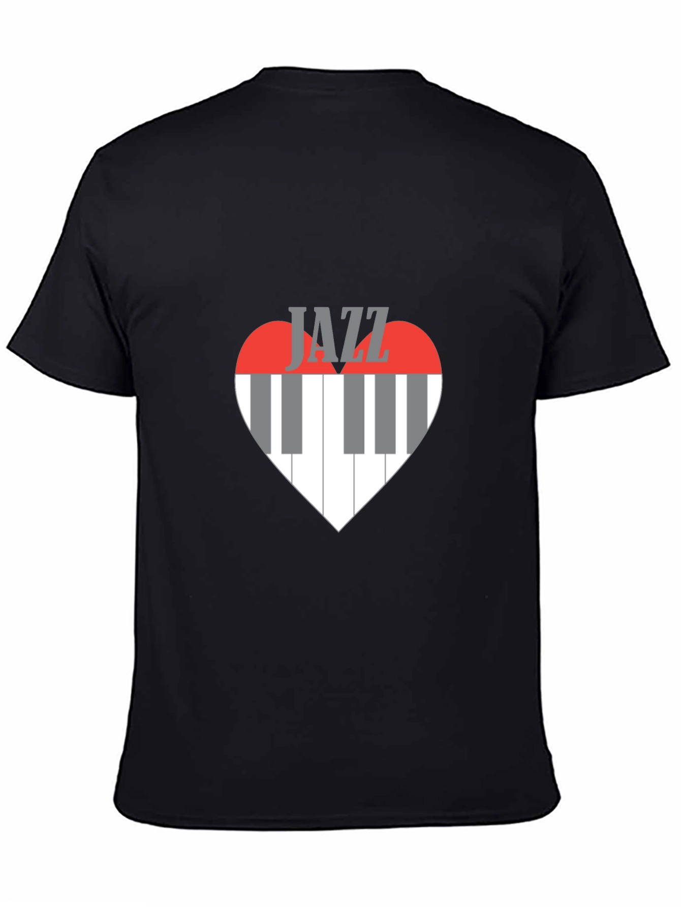 Jazz Music Heart Piano Keys Graphic Tee - Black