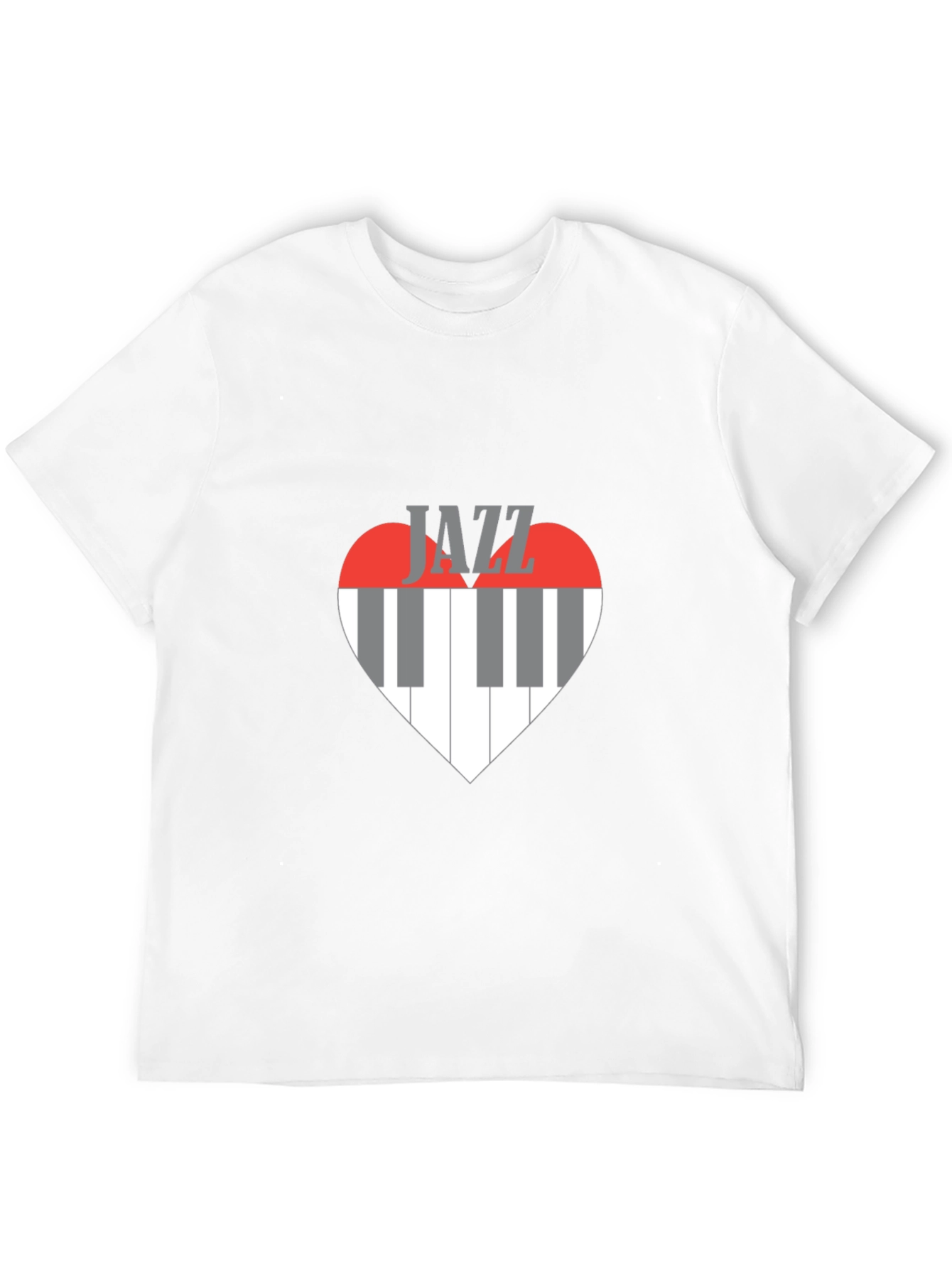 Jazz Music Heart Piano Keys Graphic Tee - Black