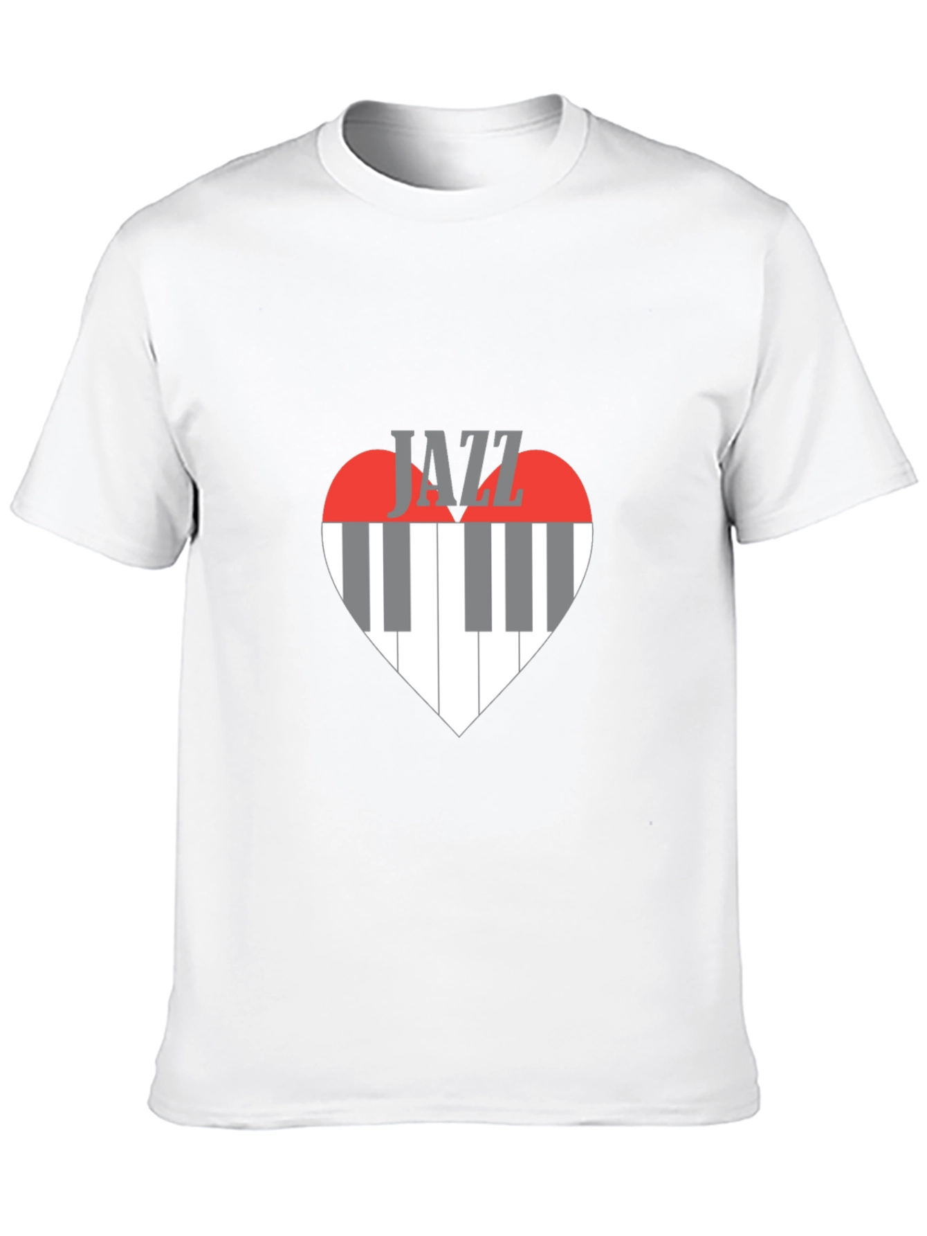 Jazz Music Heart Piano Keys Graphic Tee - Black
