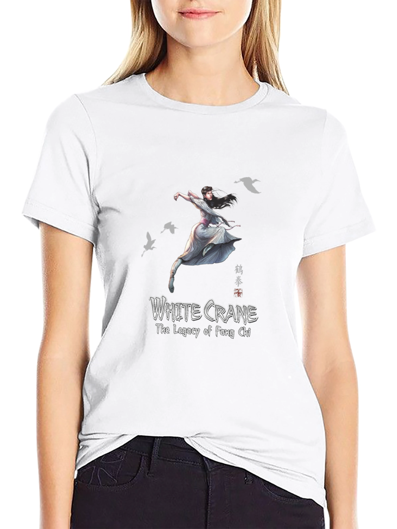 White Crane Kung Fu Graphic T-Shirt