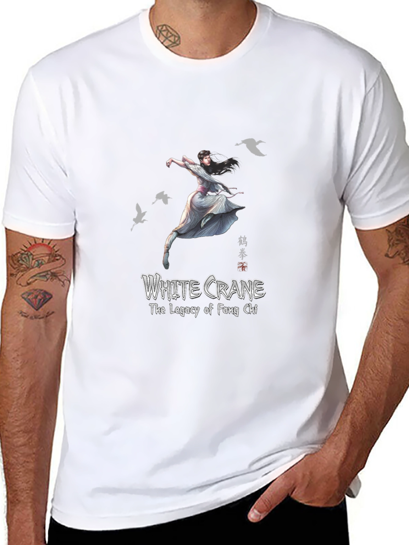 White Crane Kung Fu Graphic T-Shirt