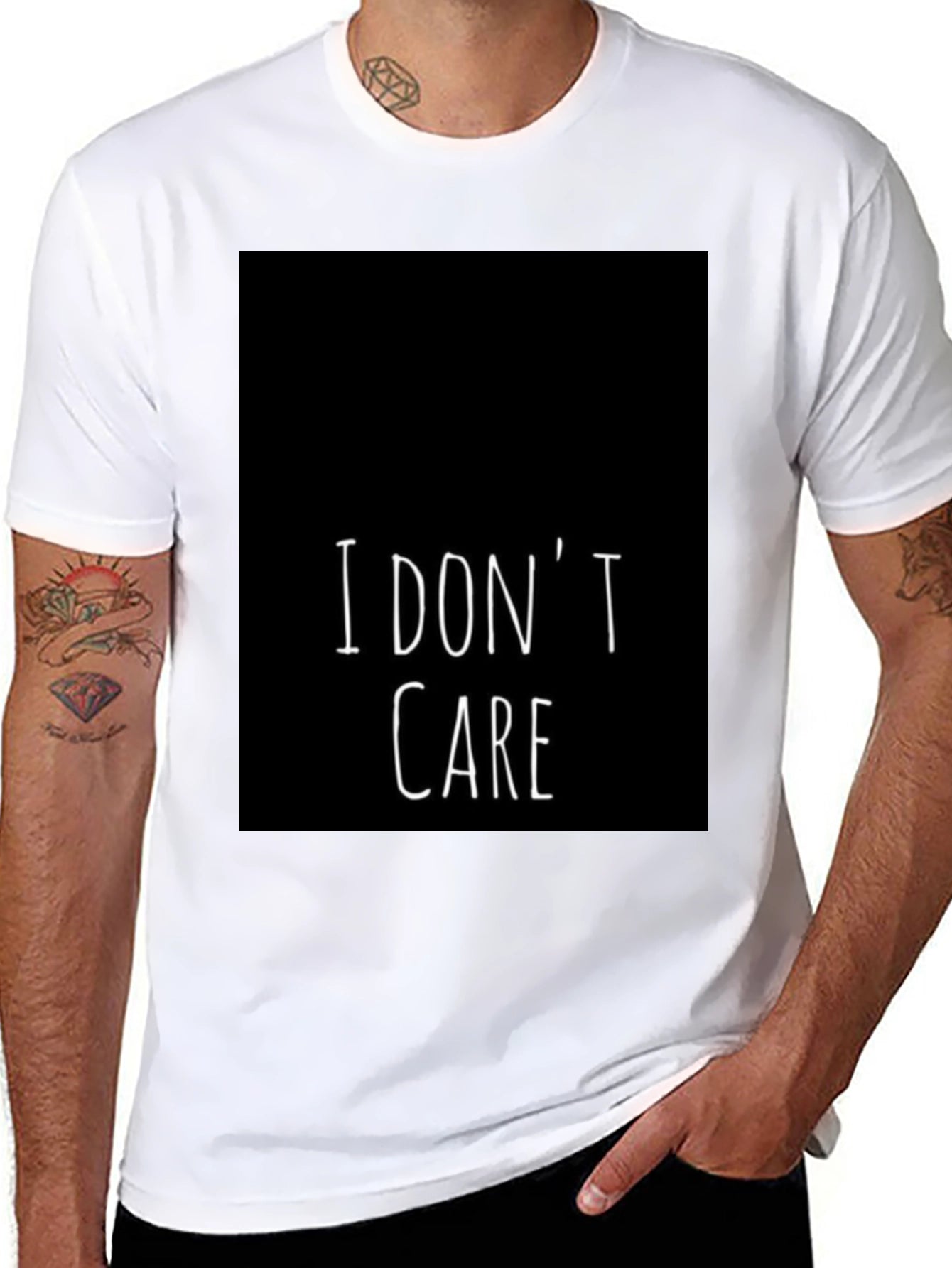 I Dont Care Graphic Tee - Black