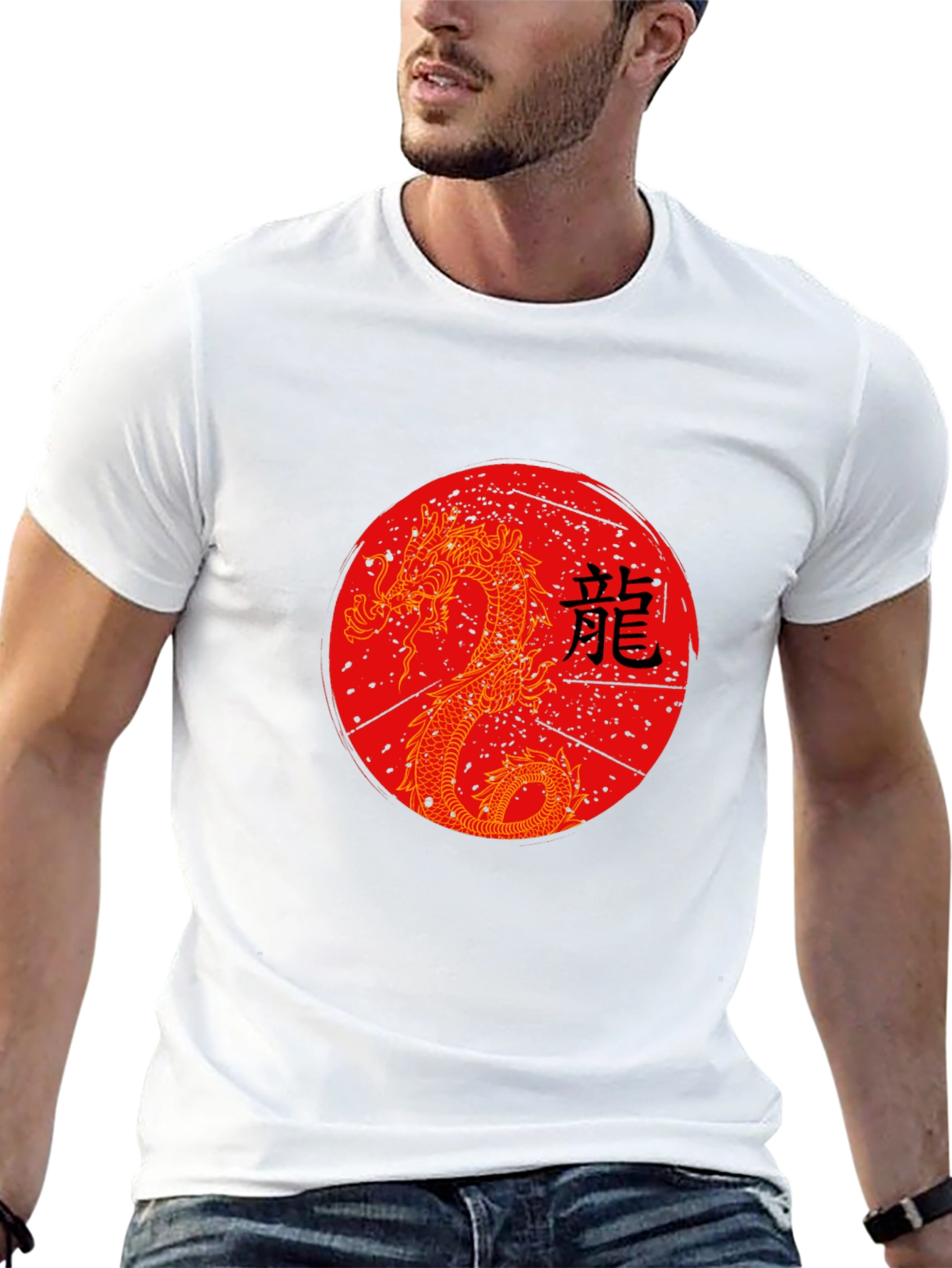 Dragon Graphic Tee - Black Crew Neck Shirt