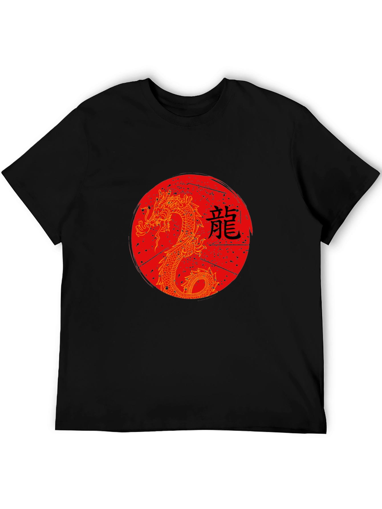Dragon Graphic Tee - Black Crew Neck Shirt