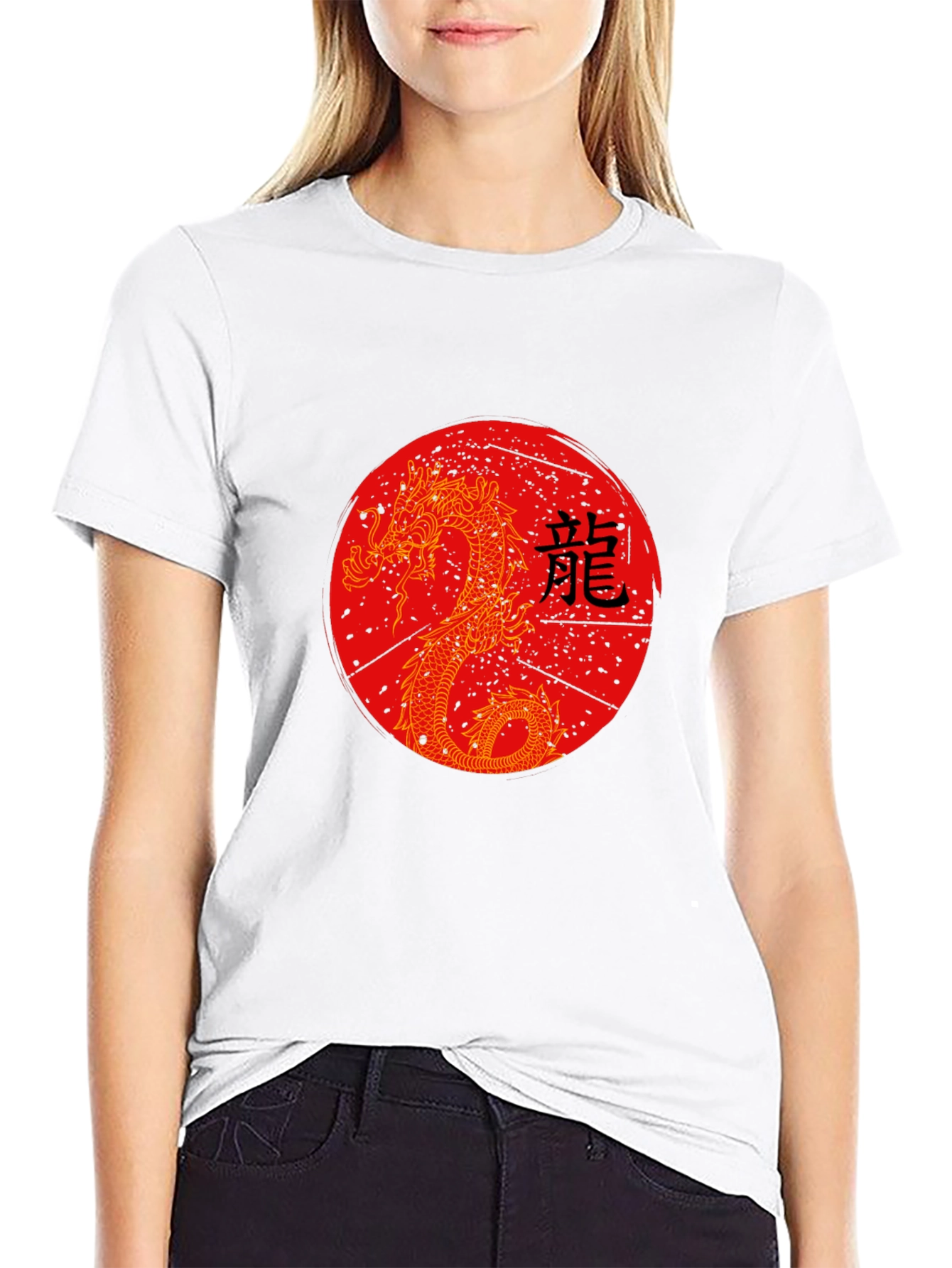 Dragon Graphic Tee - Black Crew Neck Shirt