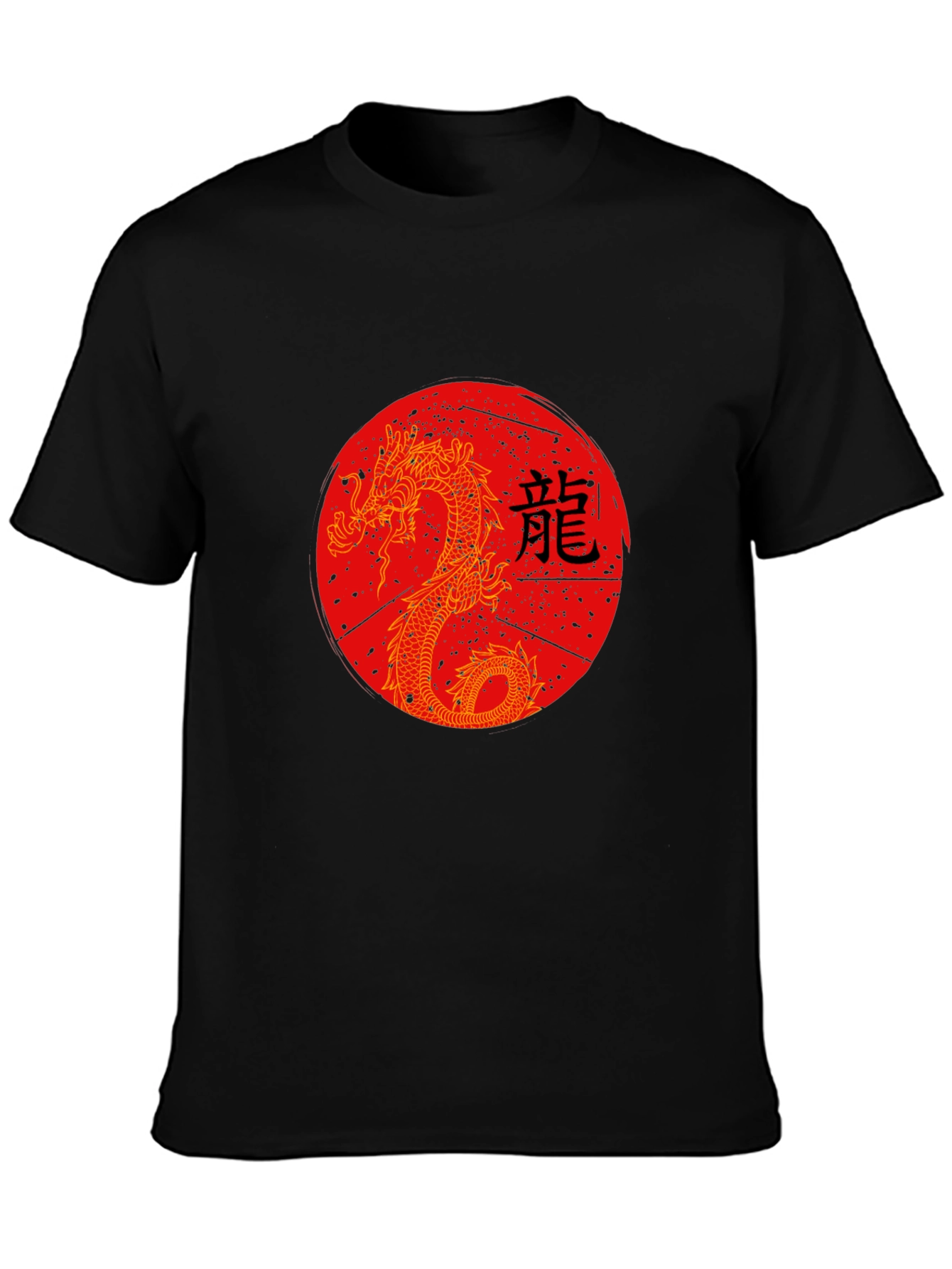 Dragon Graphic Tee - Black Crew Neck Shirt