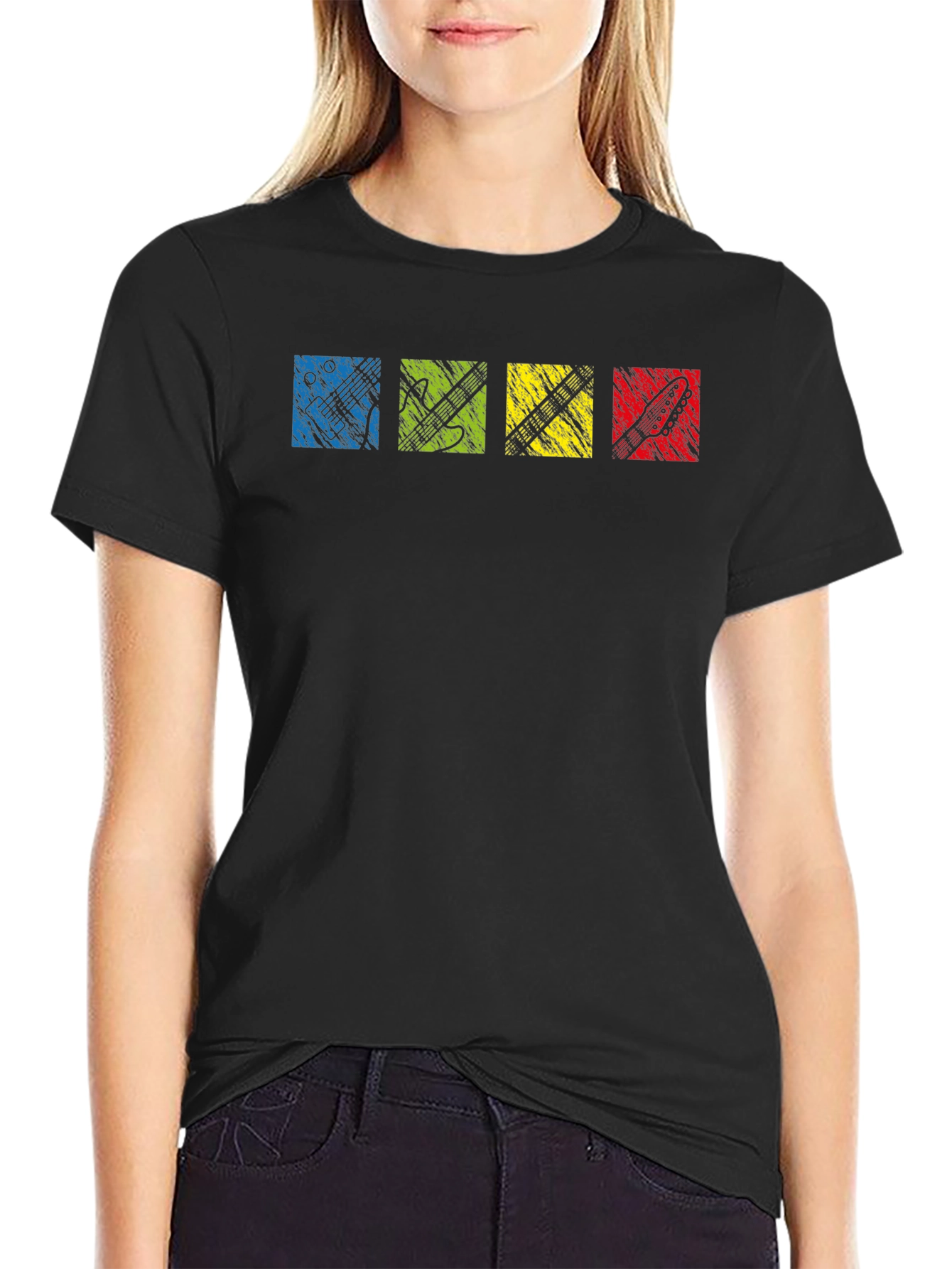 Retro Guitar Grunge Style Graphic T-Shirt