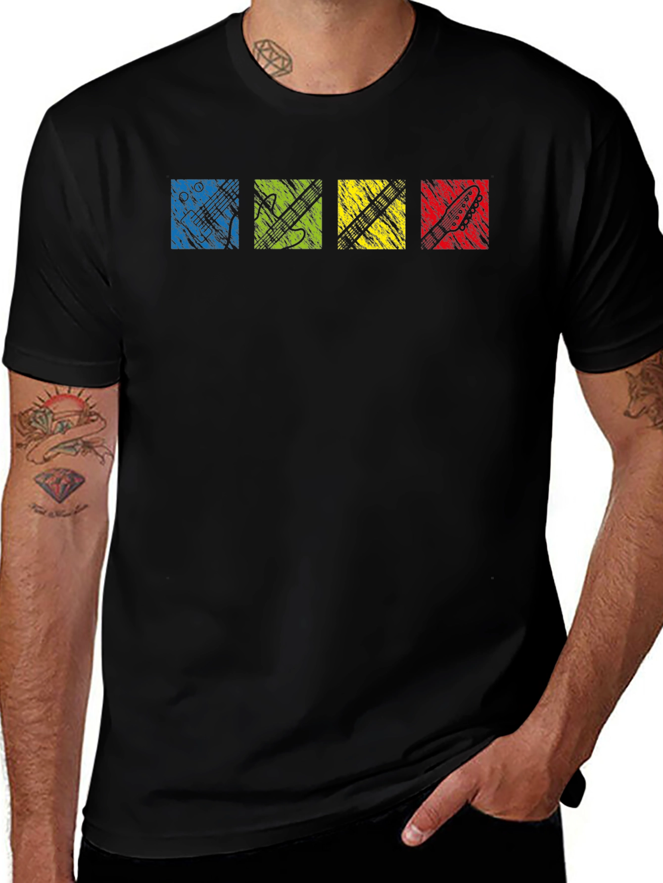 Retro Guitar Grunge Style Graphic T-Shirt