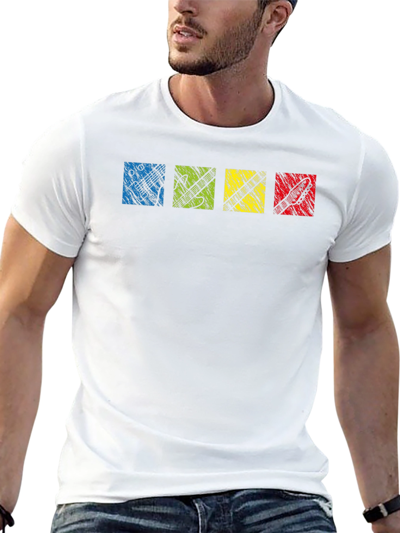Retro Guitar Grunge Style Graphic T-Shirt