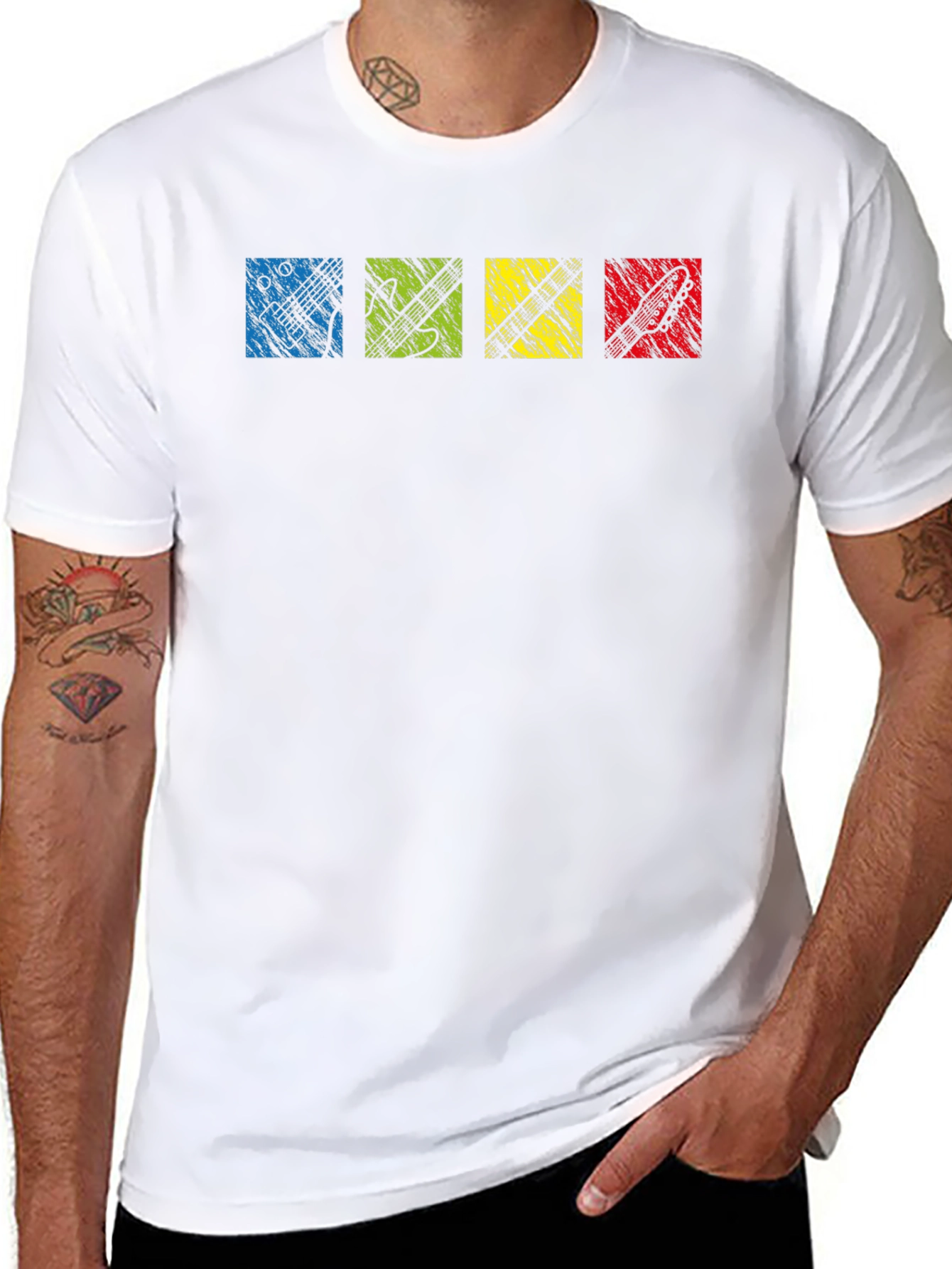 Retro Guitar Grunge Style Graphic T-Shirt
