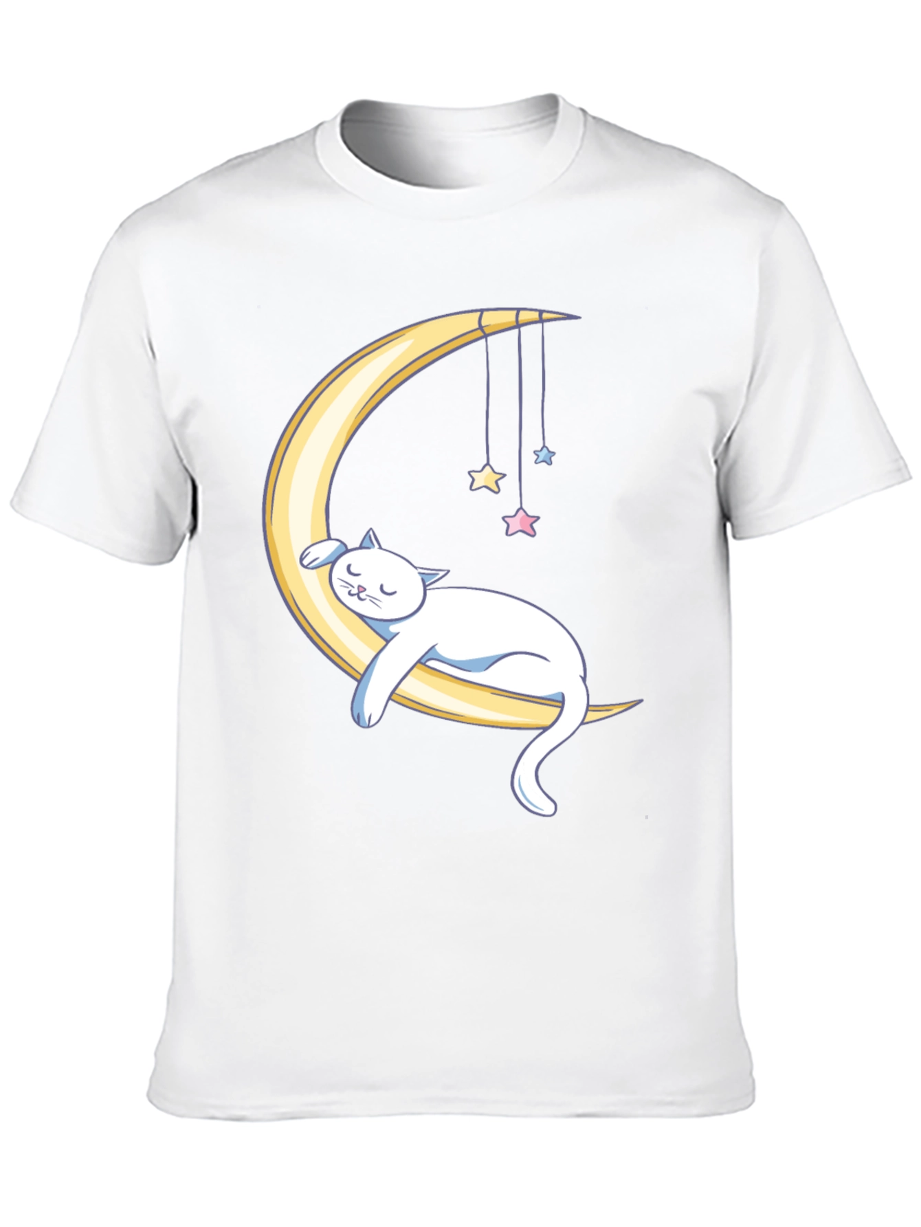 Dreamy Cat Moon T-Shirt - Black Cotton Comfort
