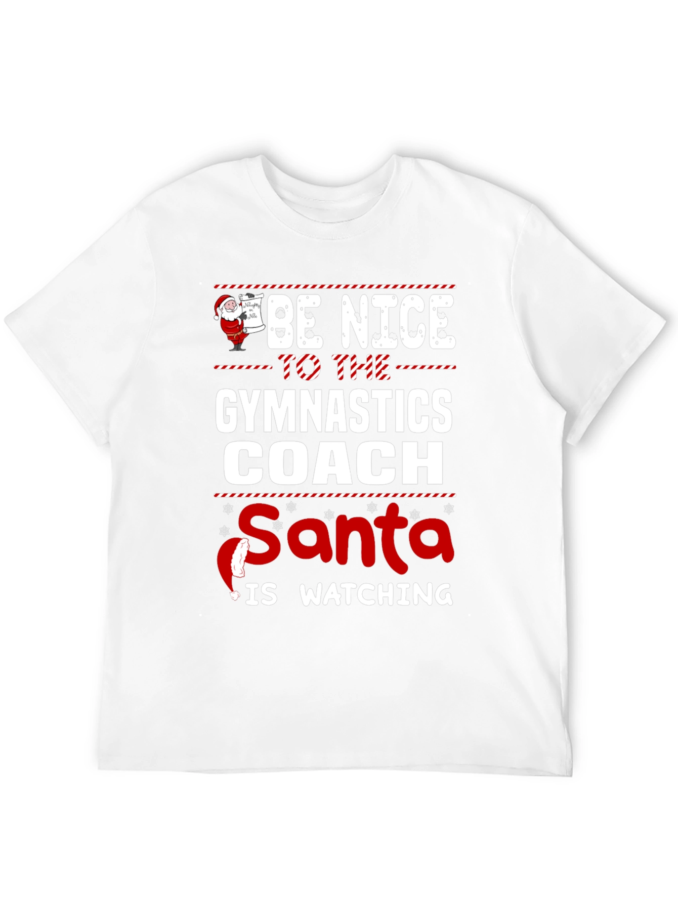 Gymnastics Coach Santa Watching Holiday T-Shirt