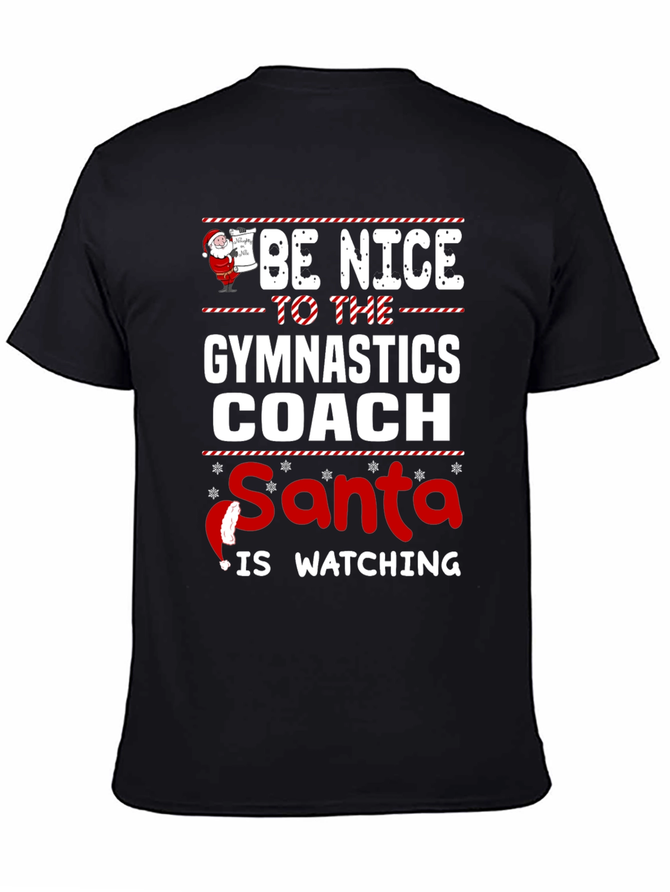 Gymnastics Coach Santa Watching Holiday T-Shirt