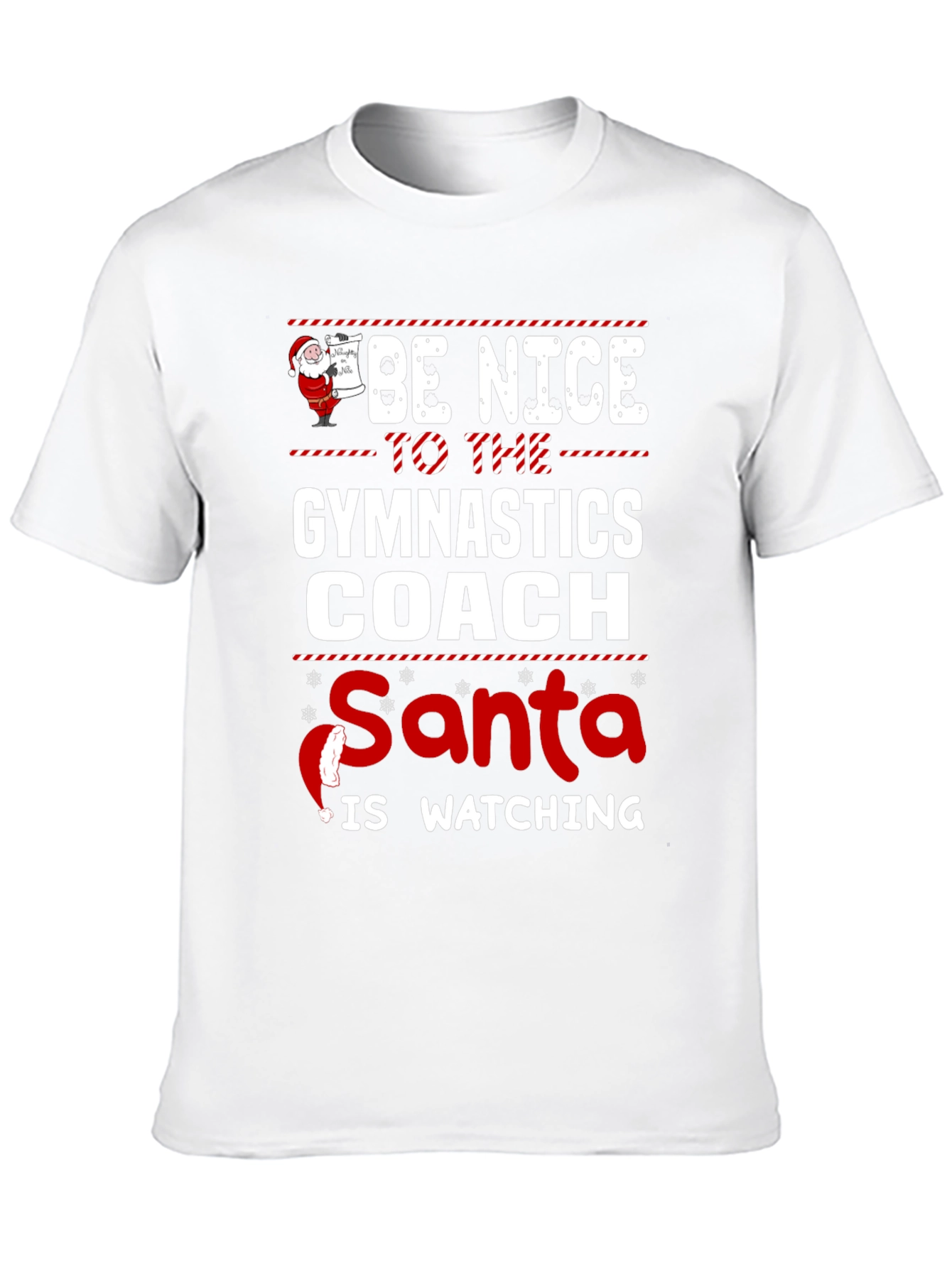 Gymnastics Coach Santa Watching Holiday T-Shirt