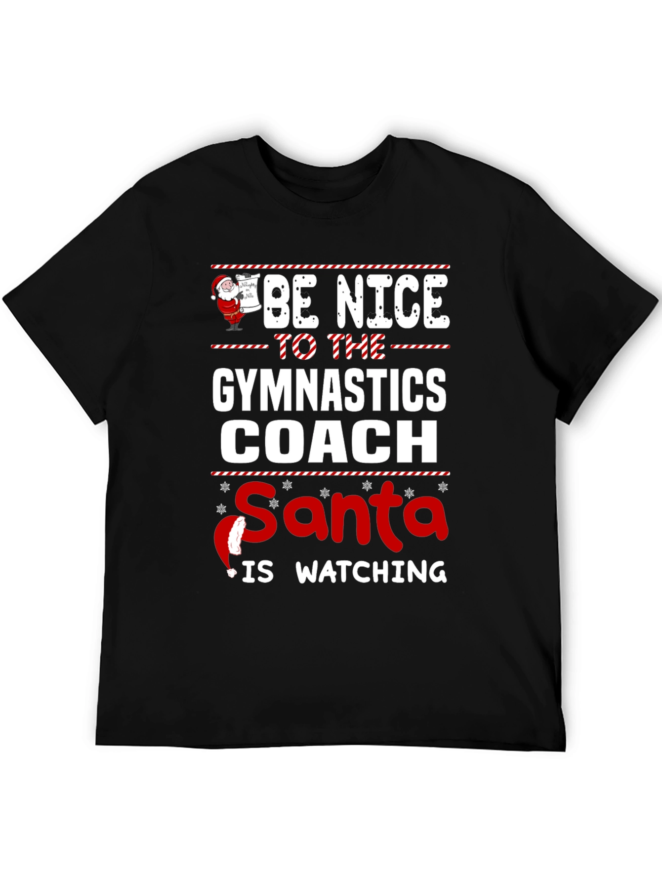 Gymnastics Coach Santa Watching Holiday T-Shirt