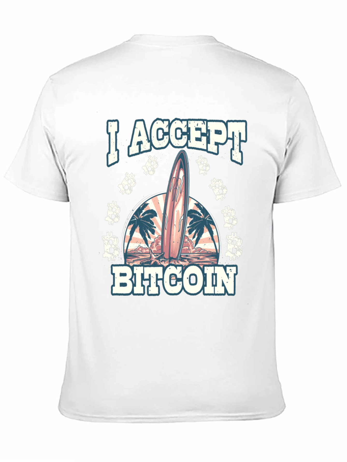 I Accept Bitcoin Surfboard Beach T-Shirt