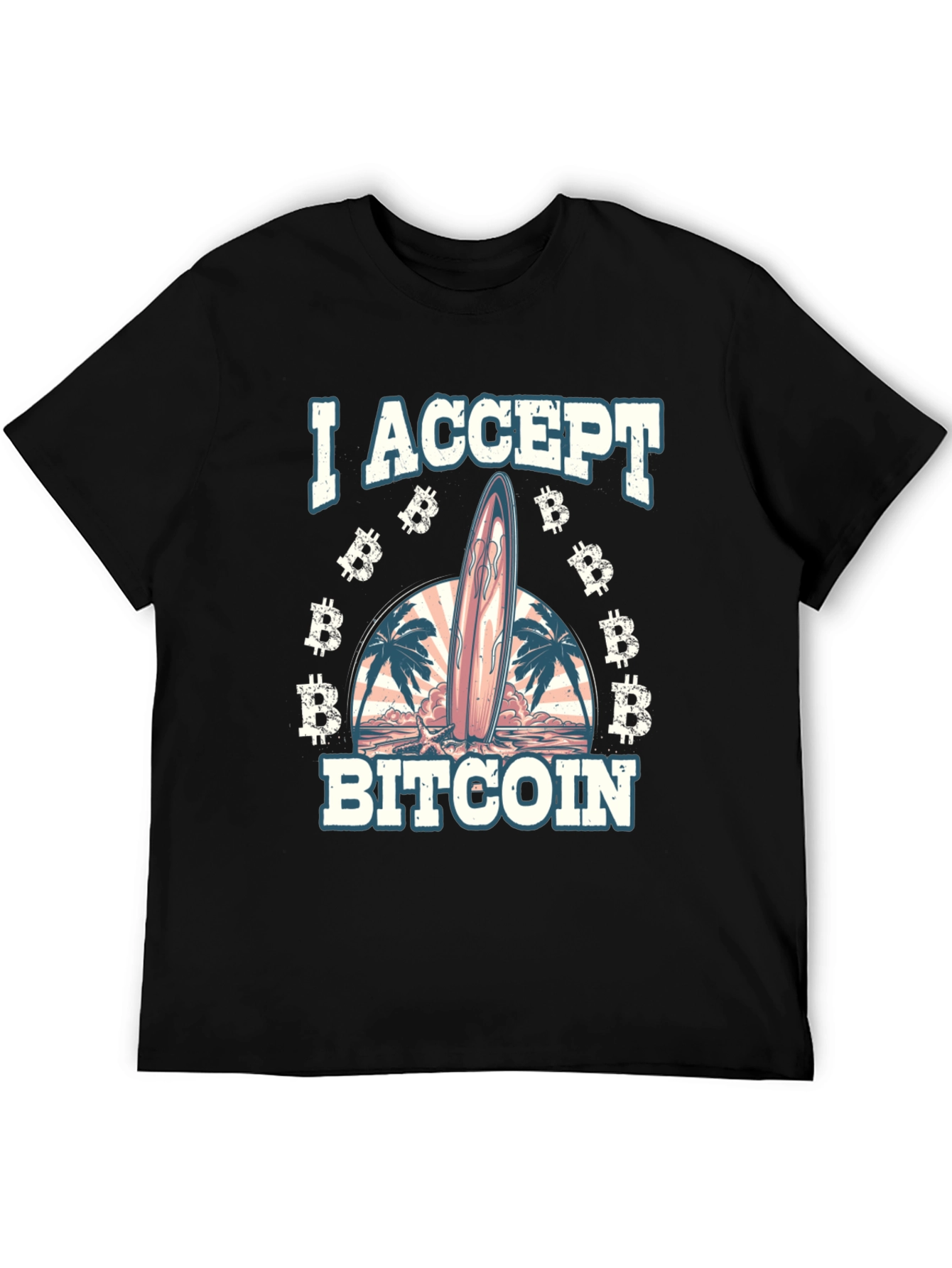 I Accept Bitcoin Surfboard Beach T-Shirt