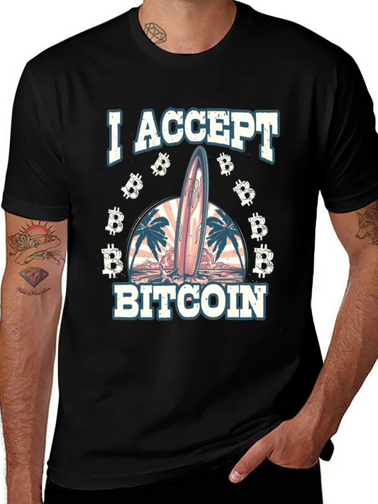 I Accept Bitcoin Surfboard Beach T-Shirt