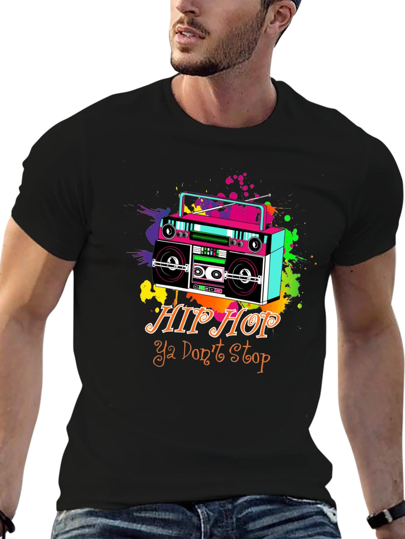 Retro Hip Hop Boombox Graphic T-Shirt