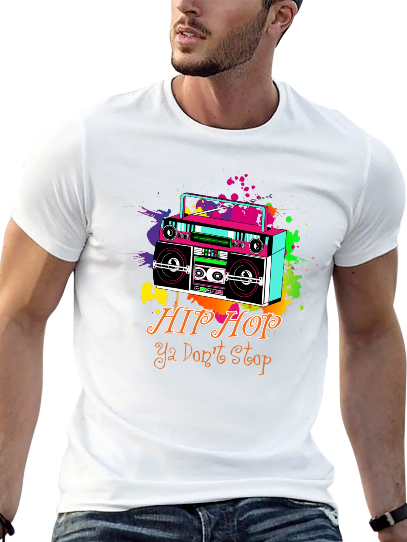 Retro Hip Hop Boombox Graphic T-Shirt