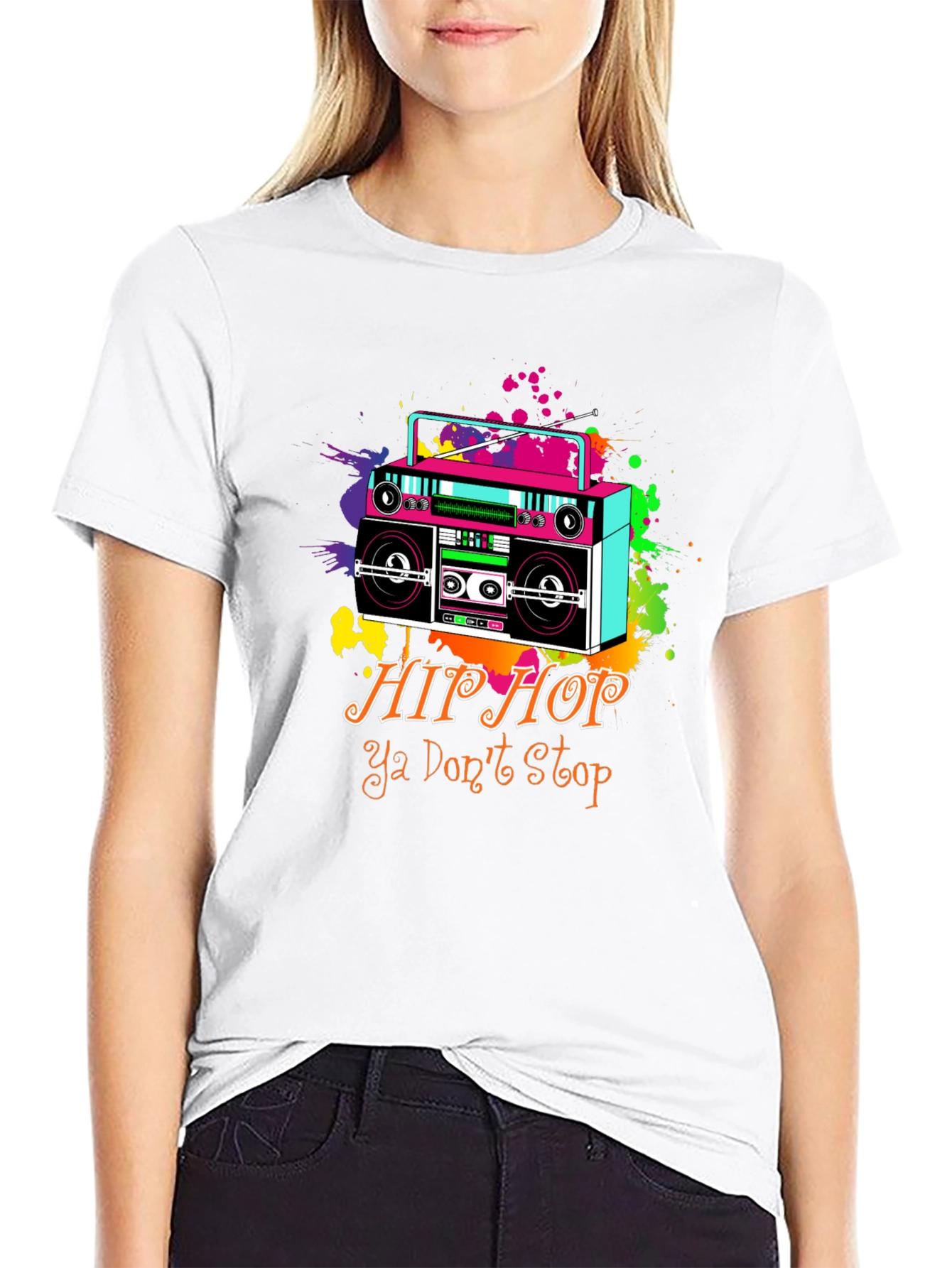 Retro Hip Hop Boombox Graphic T-Shirt
