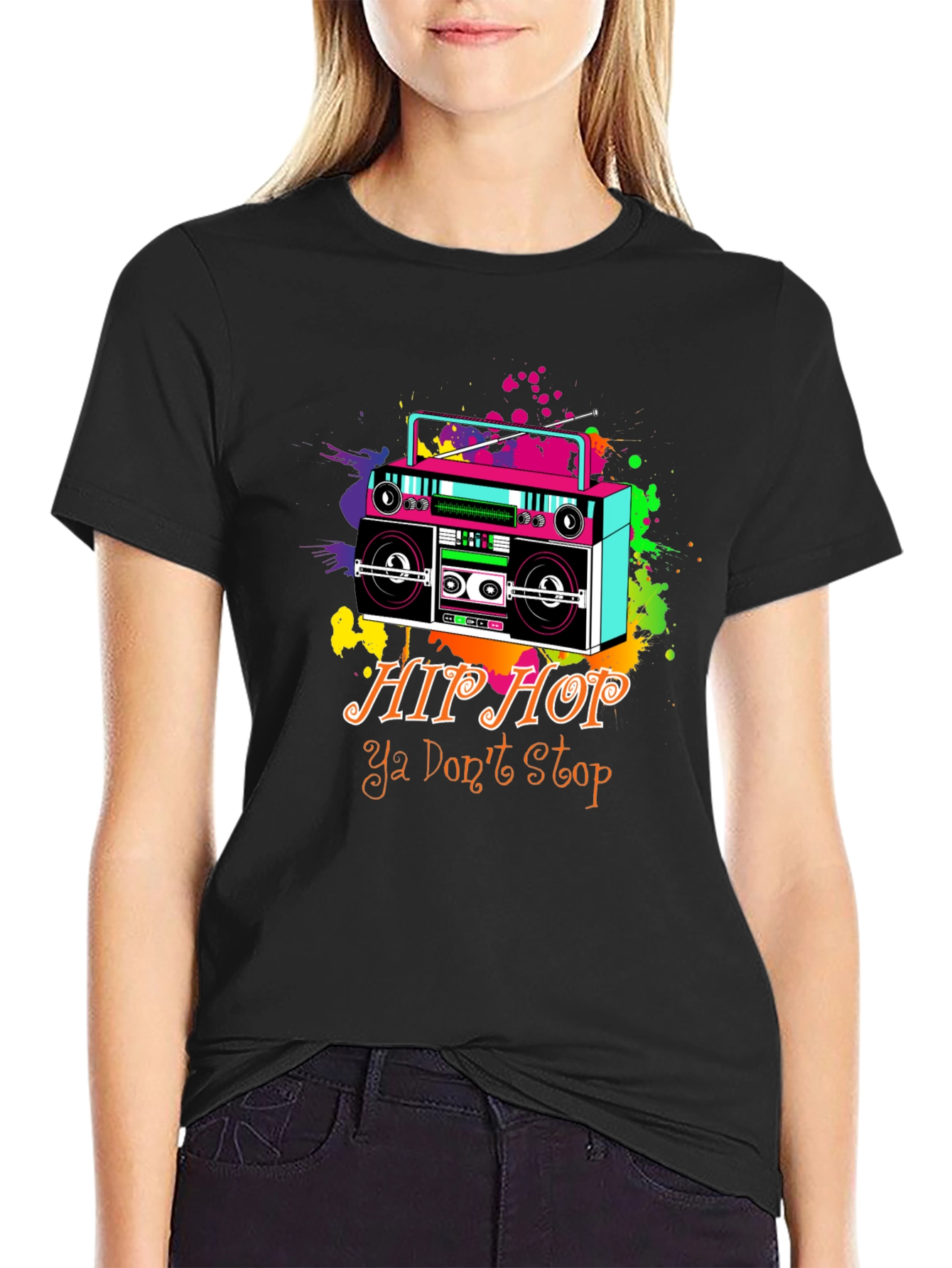 Retro Hip Hop Boombox Graphic T-Shirt
