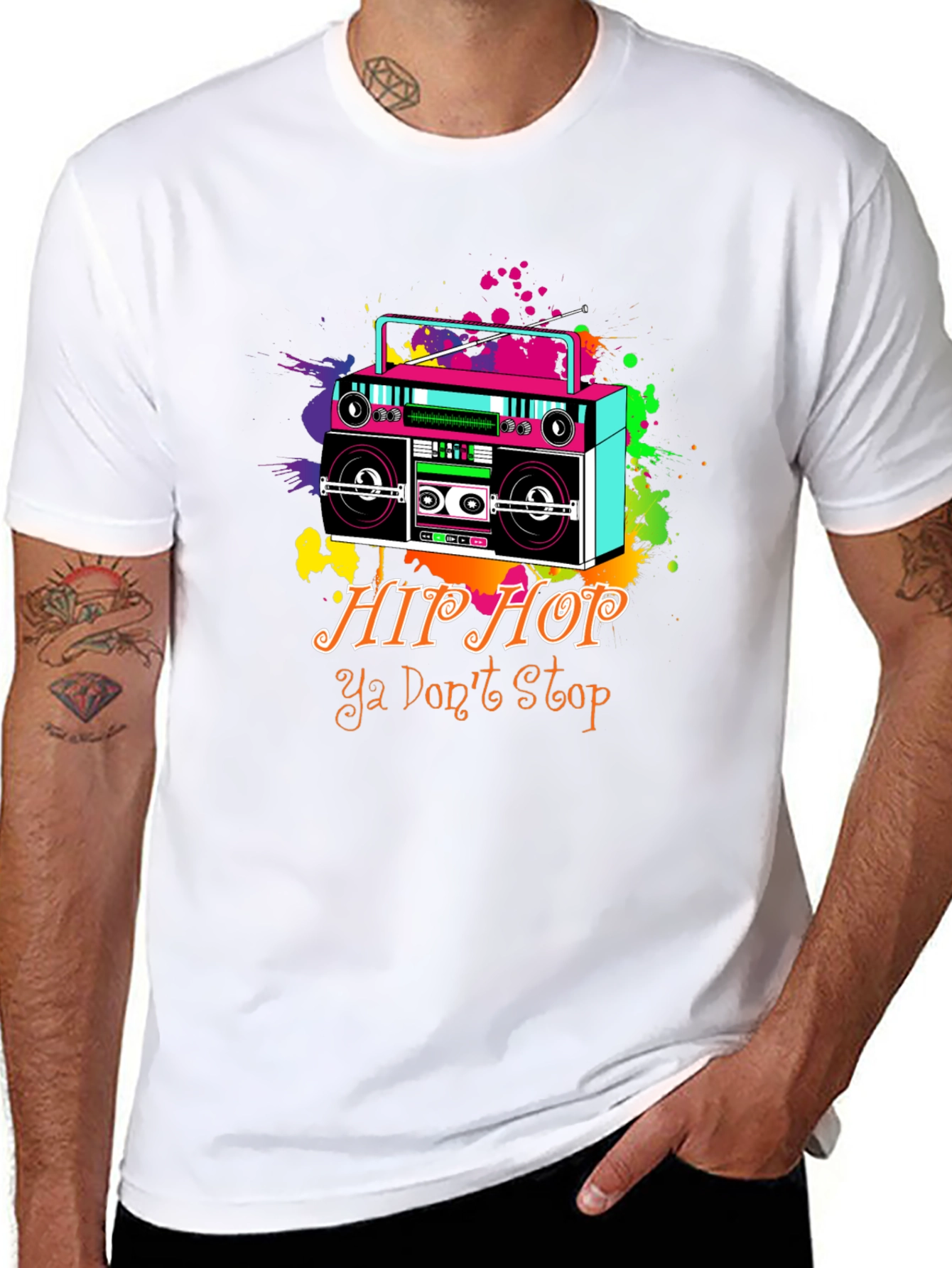 Retro Hip Hop Boombox Graphic T-Shirt