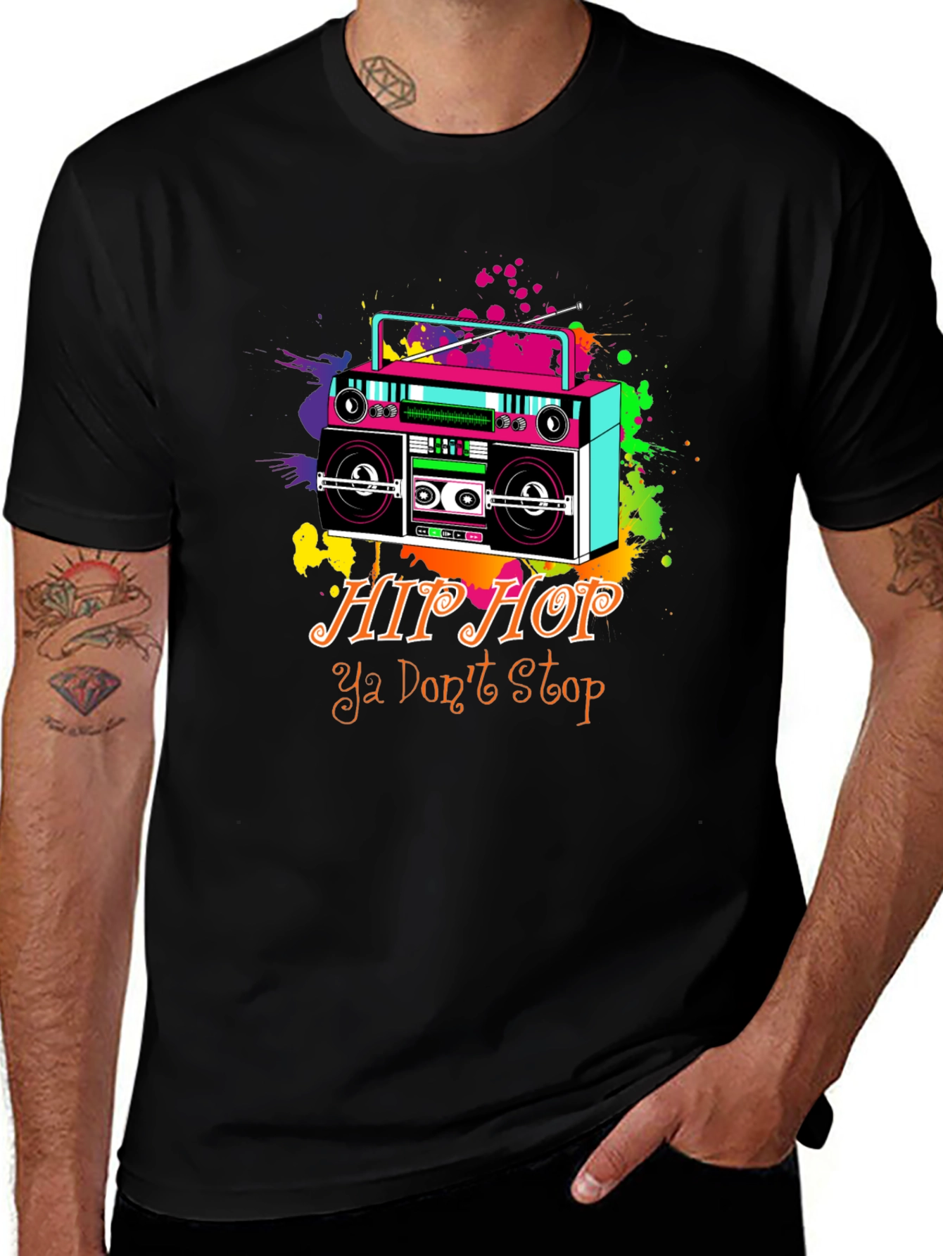 Retro Hip Hop Boombox Graphic T-Shirt