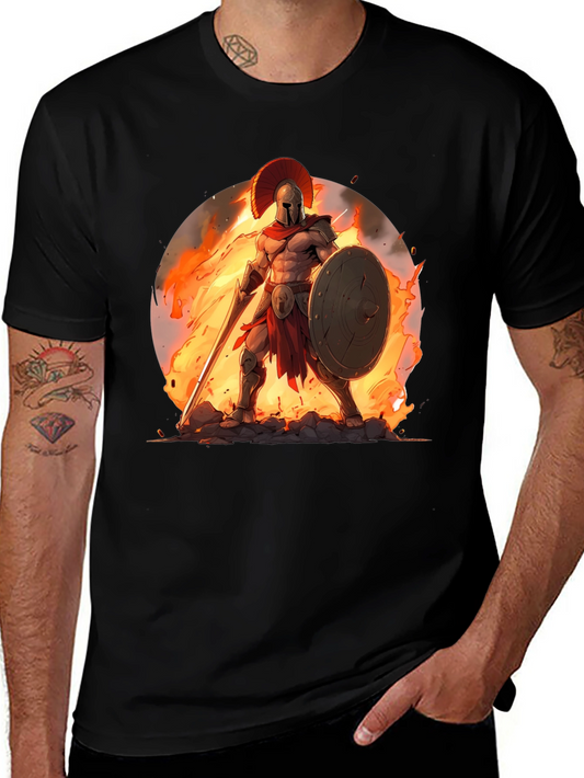 Spartan Warrior Graphic Tee - Black Cotton Blend