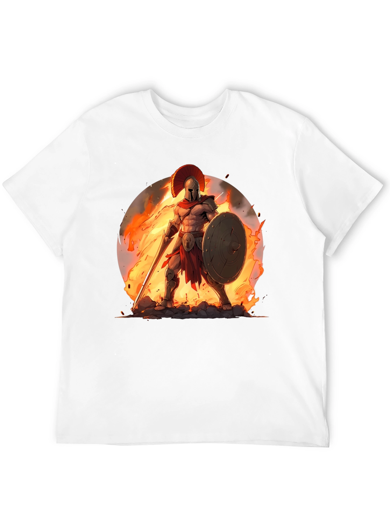 Spartan Warrior Graphic Tee - Black Cotton Blend