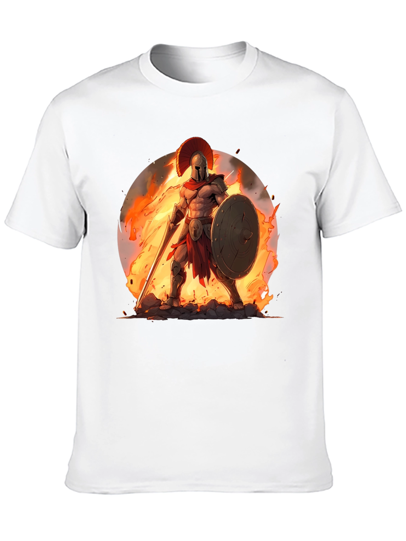 Spartan Warrior Graphic Tee - Black Cotton Blend