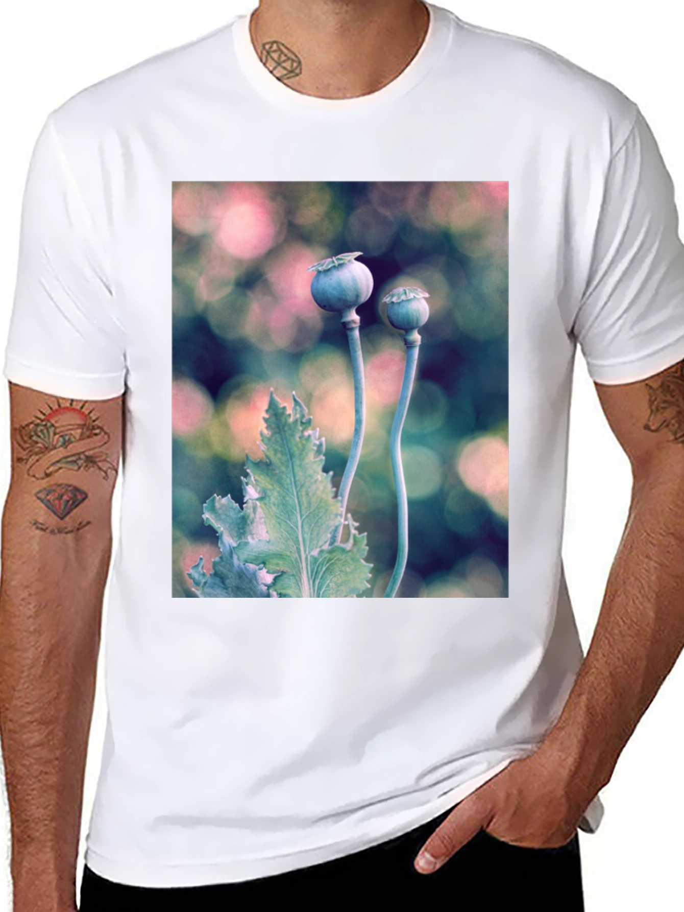 Botanical T-Shirt: Poppy Seed Head Design