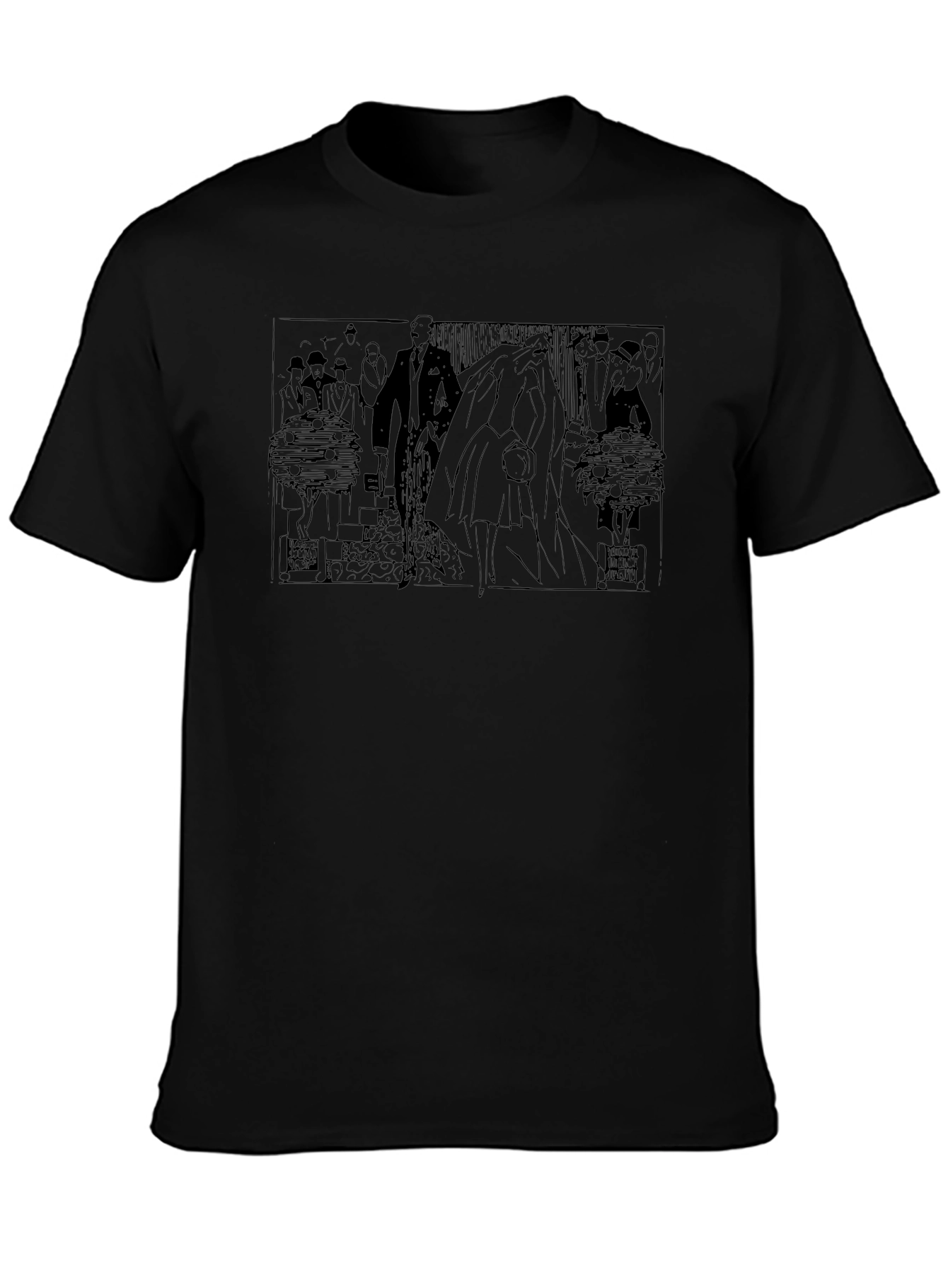 Art Deco Inspired Graphic Tee - Black