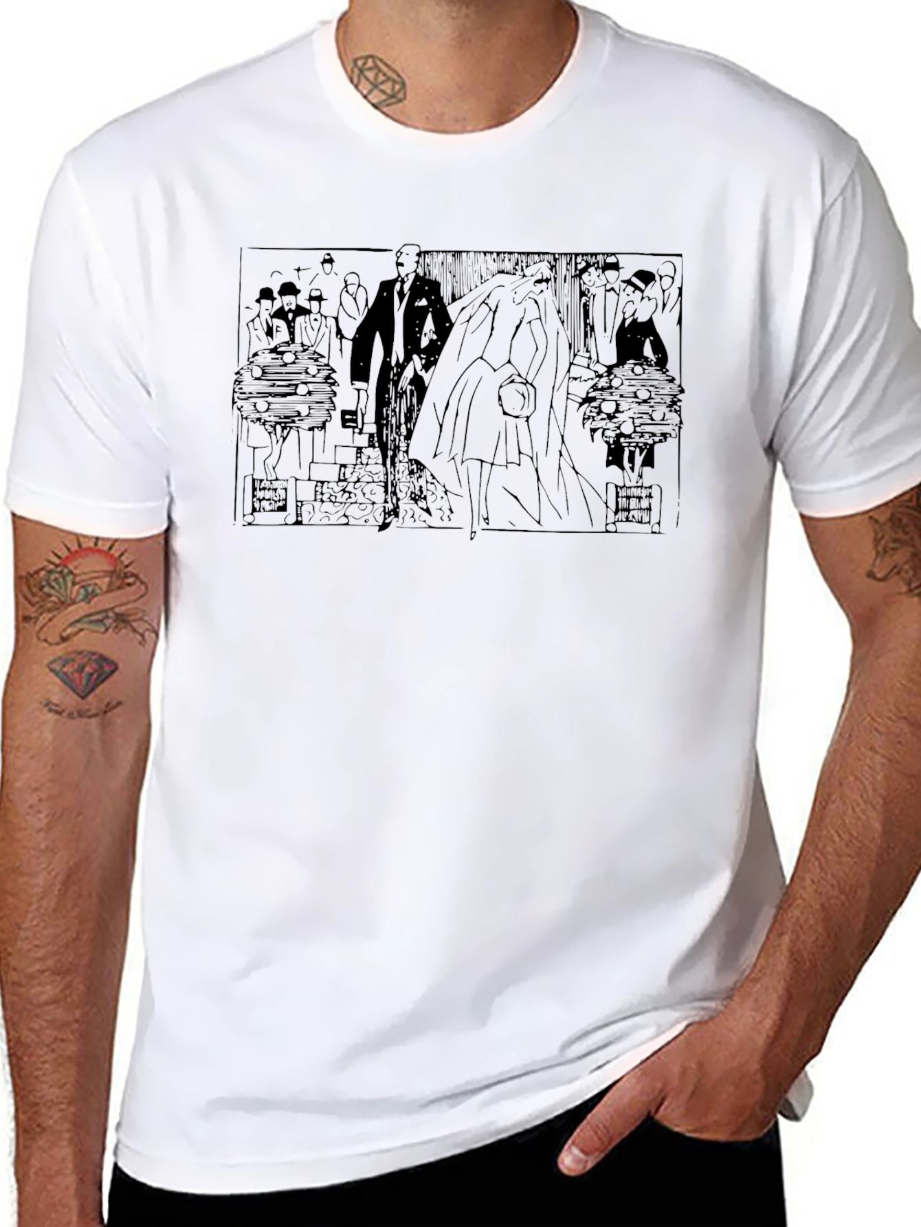 Art Deco Inspired Graphic Tee - Black