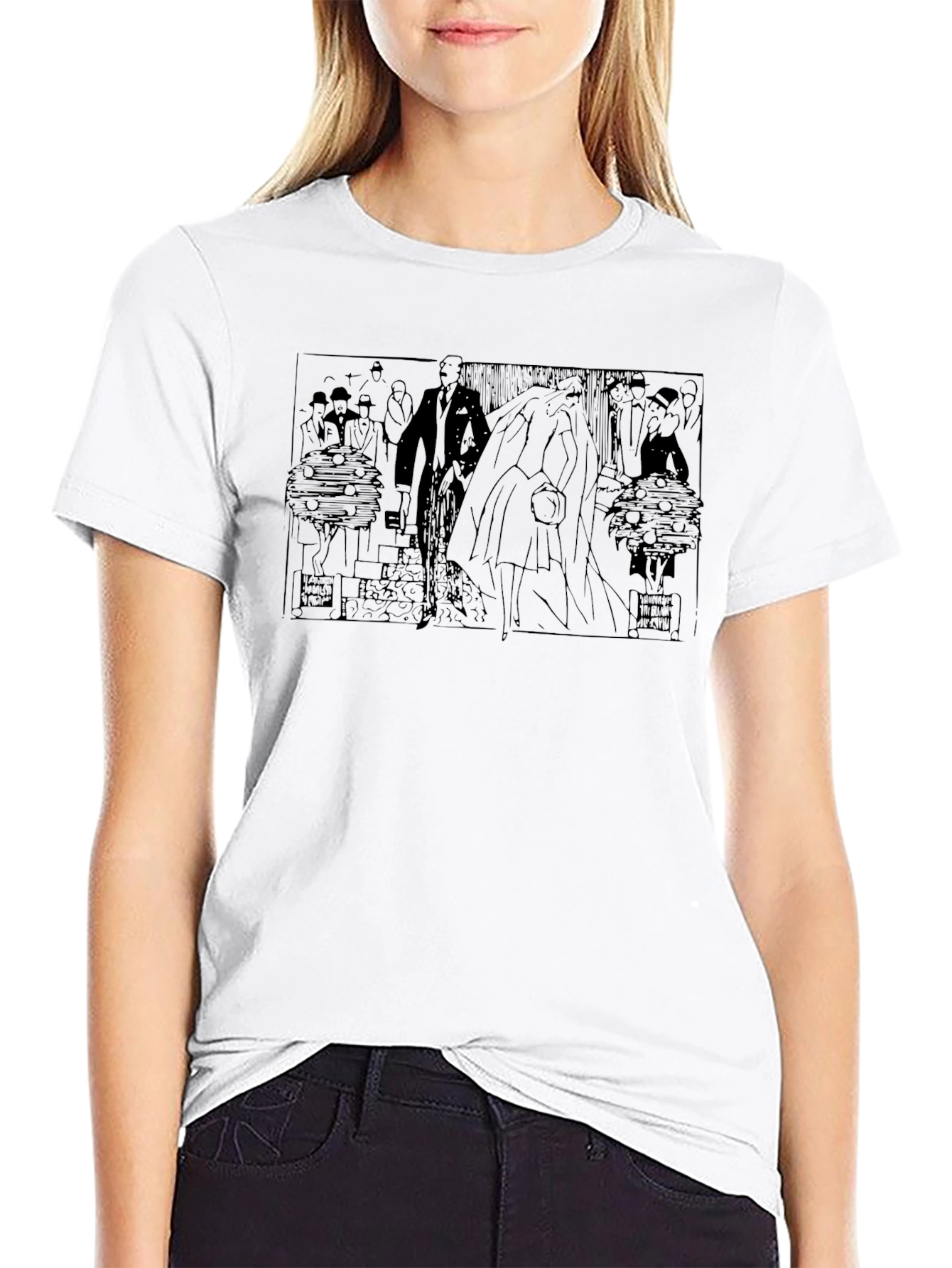 Art Deco Inspired Graphic Tee - Black