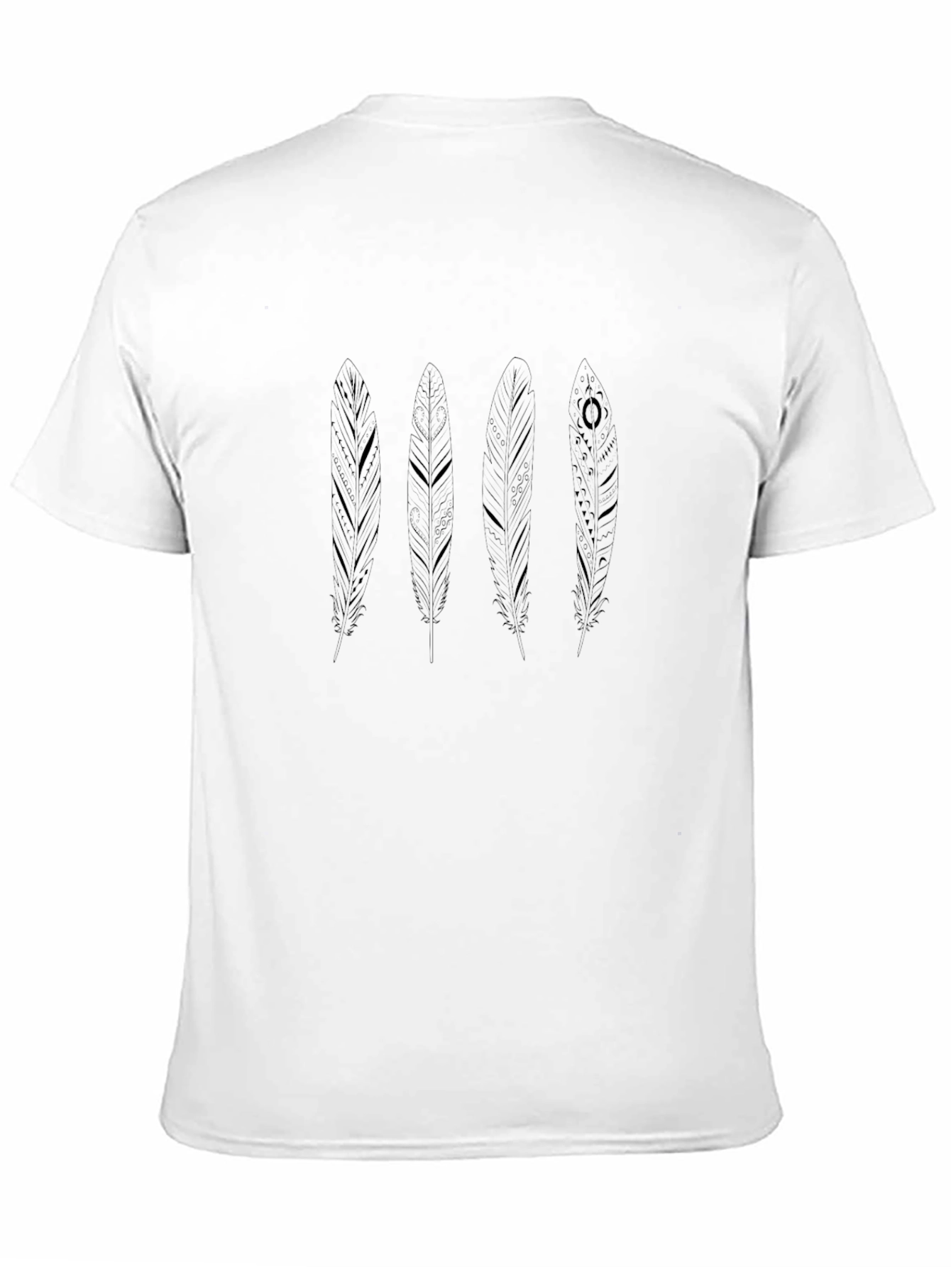 Mens Black Feather Print Tee - Casual Style