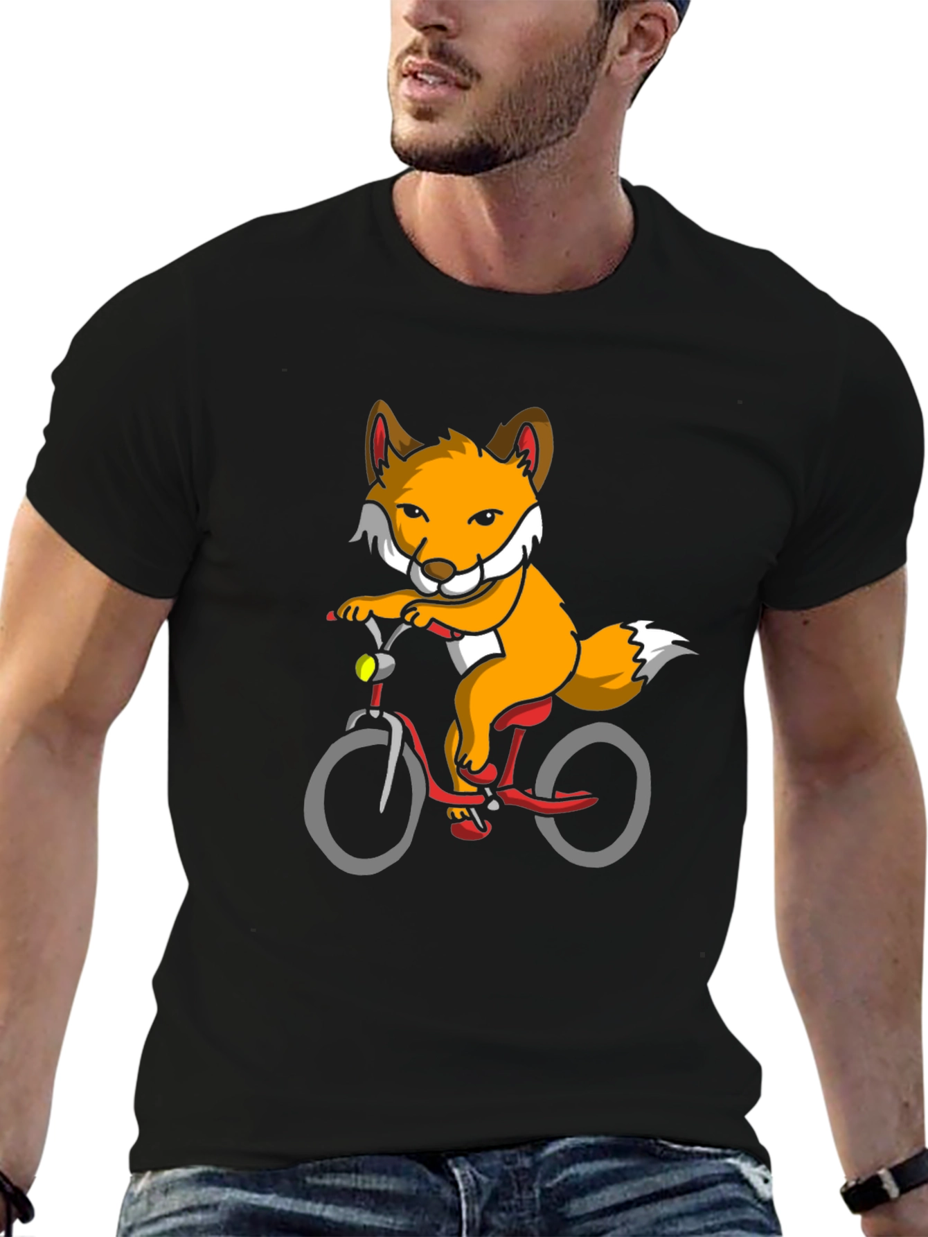 Fox on Bike Graphic Tee - Black T-Shirt