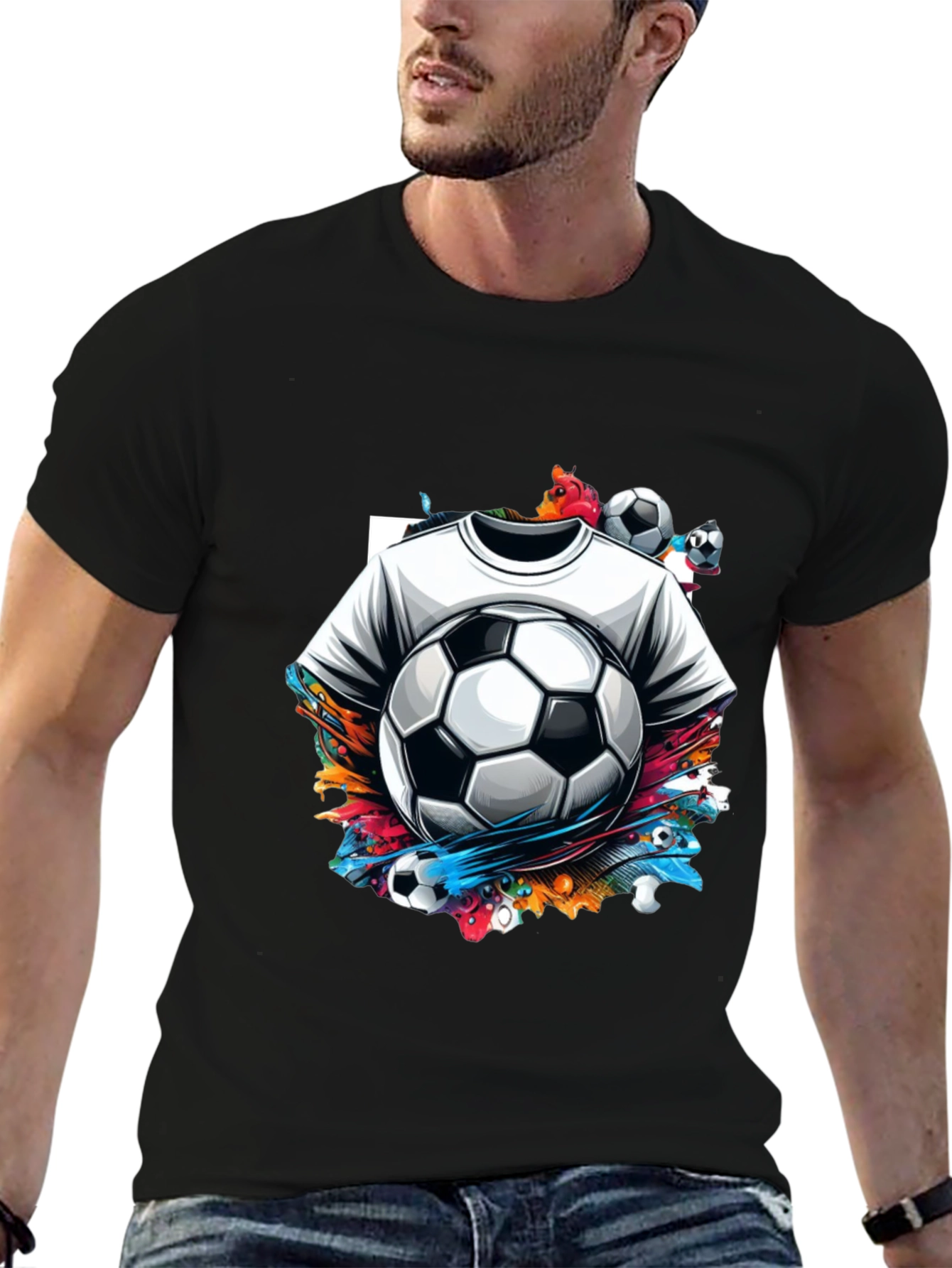 Soccer Splash Graphic T-Shirt - Black