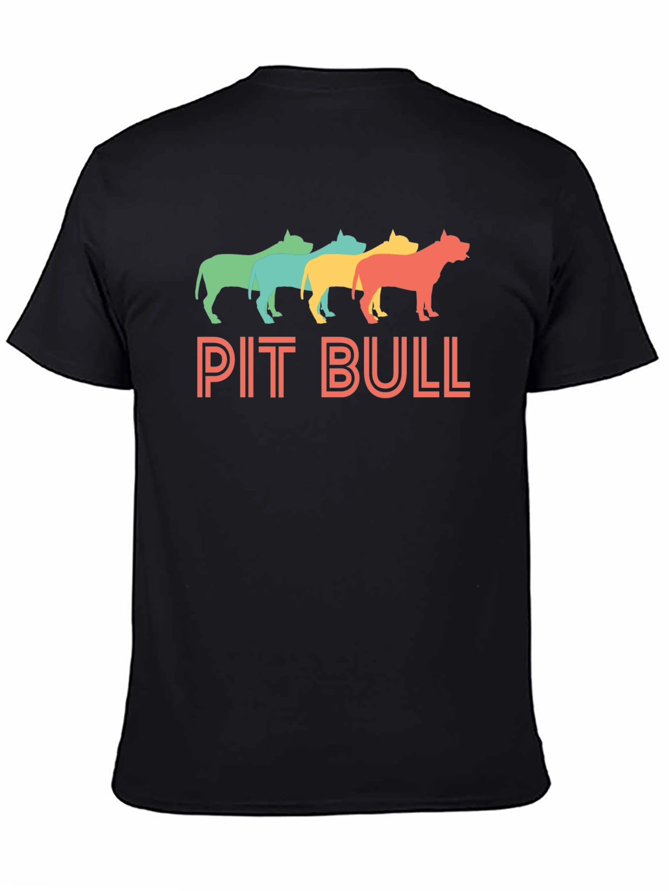 Retro Pit Bull Graphic Tee - Black Cotton T-Shirt
