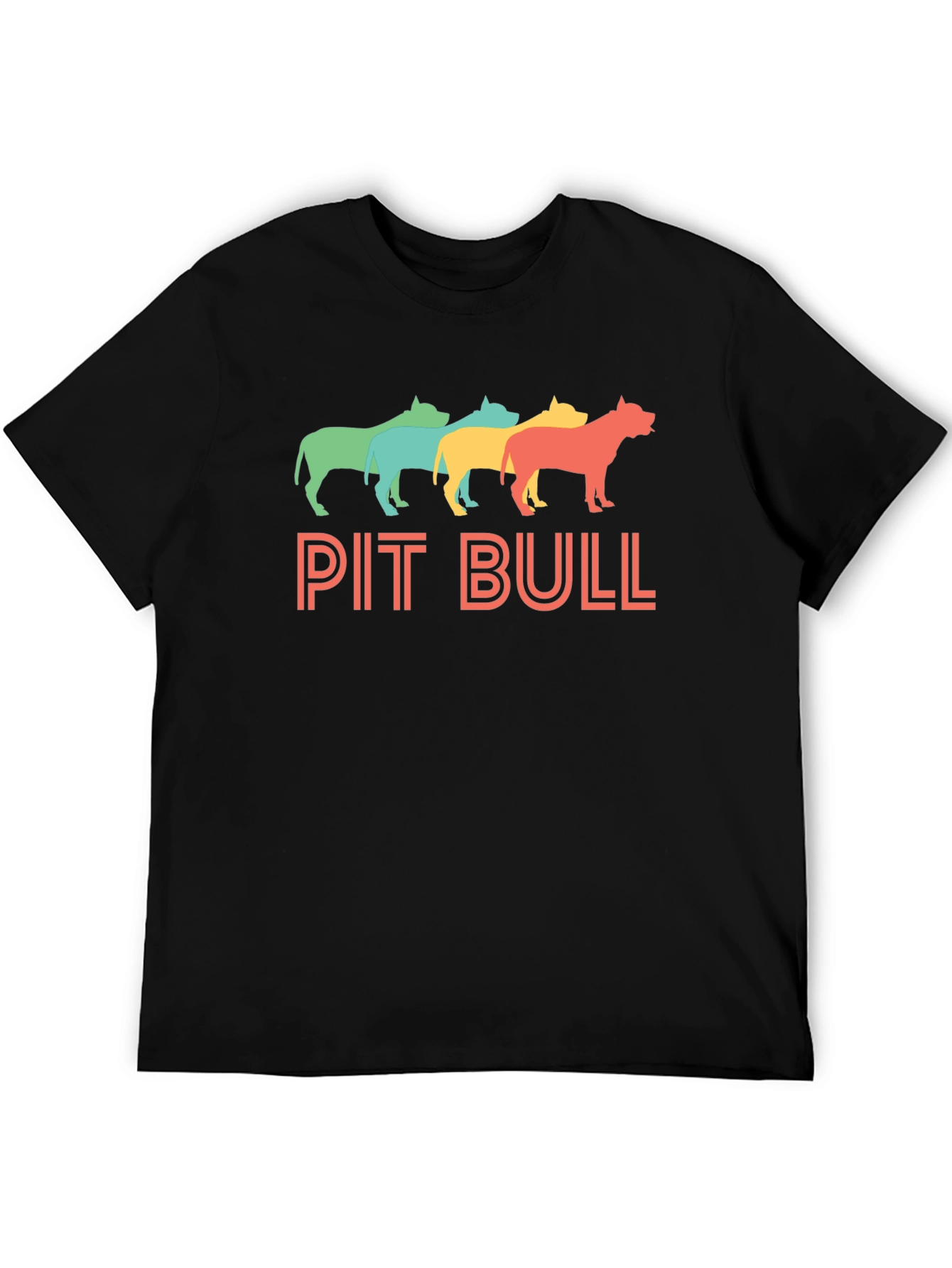 Retro Pit Bull Graphic Tee - Black Cotton T-Shirt