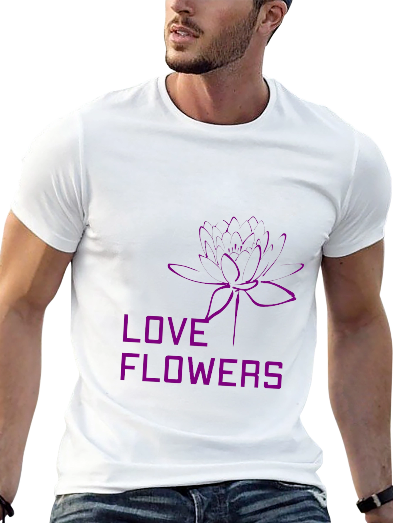 Love Flowers Graphic Print Black T-Shirt