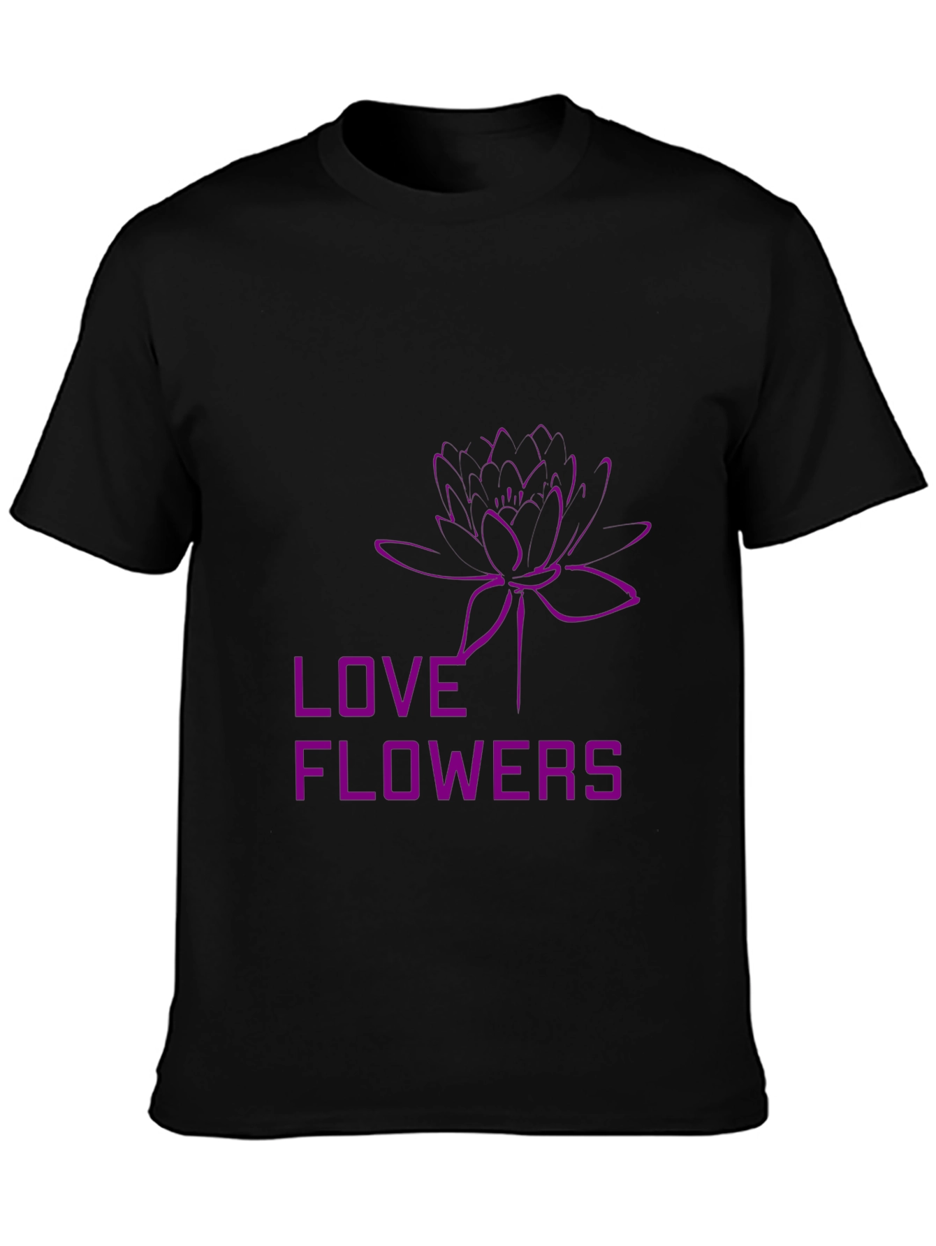 Love Flowers Graphic Print Black T-Shirt